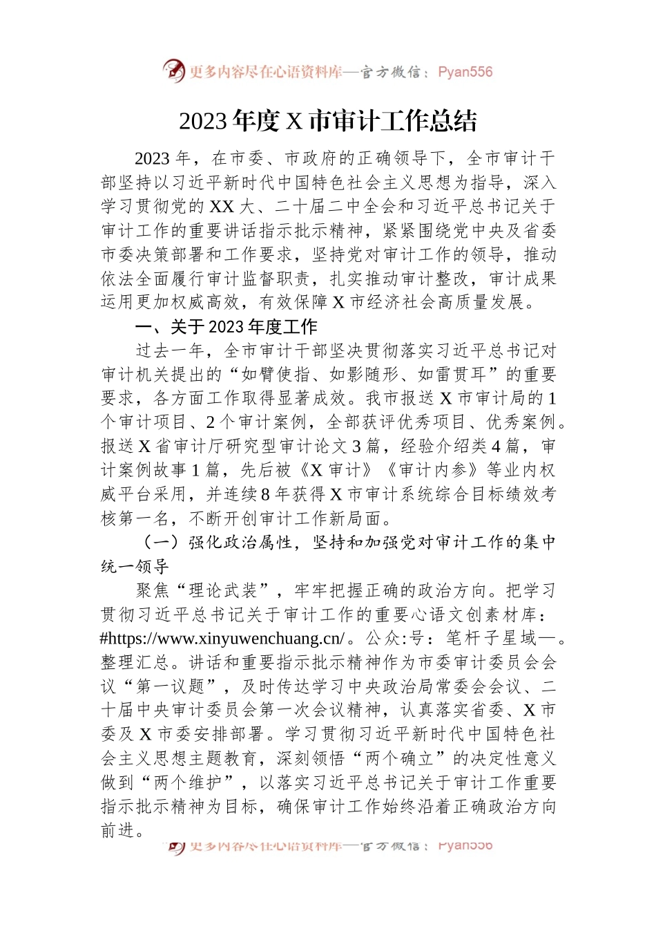 2023年度X市审计工作总结.docx_第1页