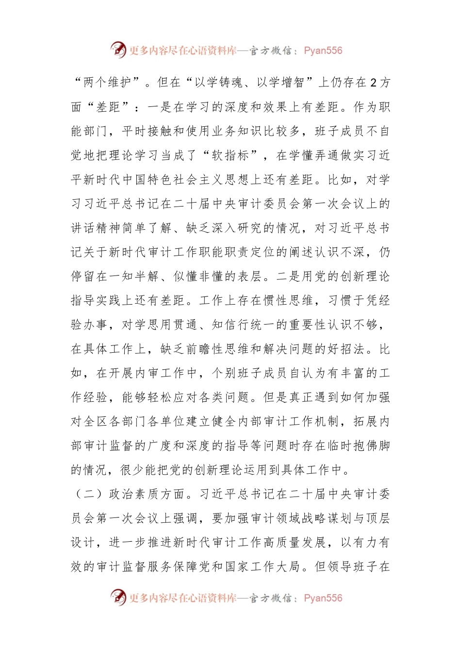 Xx审计局党组主题教育民主生活会对照检查材料.docx_第2页
