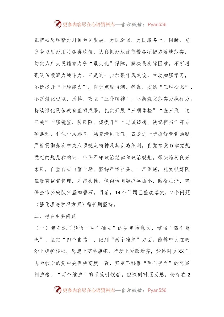 XX市公安局政治部主任2022年度民主生活会个人对照检查(5933字).docx_第2页