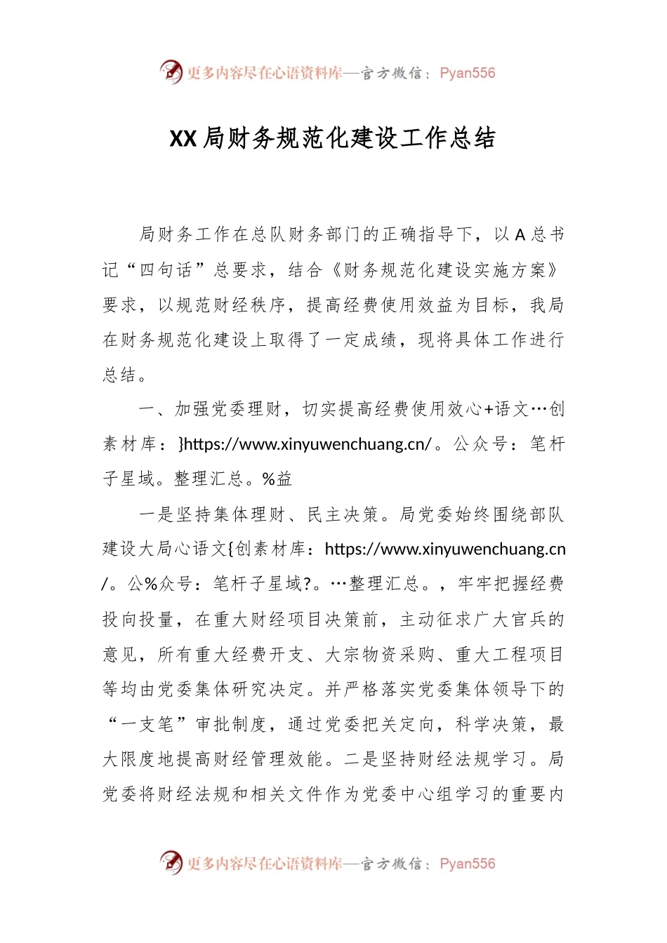 XX局财务规范化建设工作总结.docx_第1页