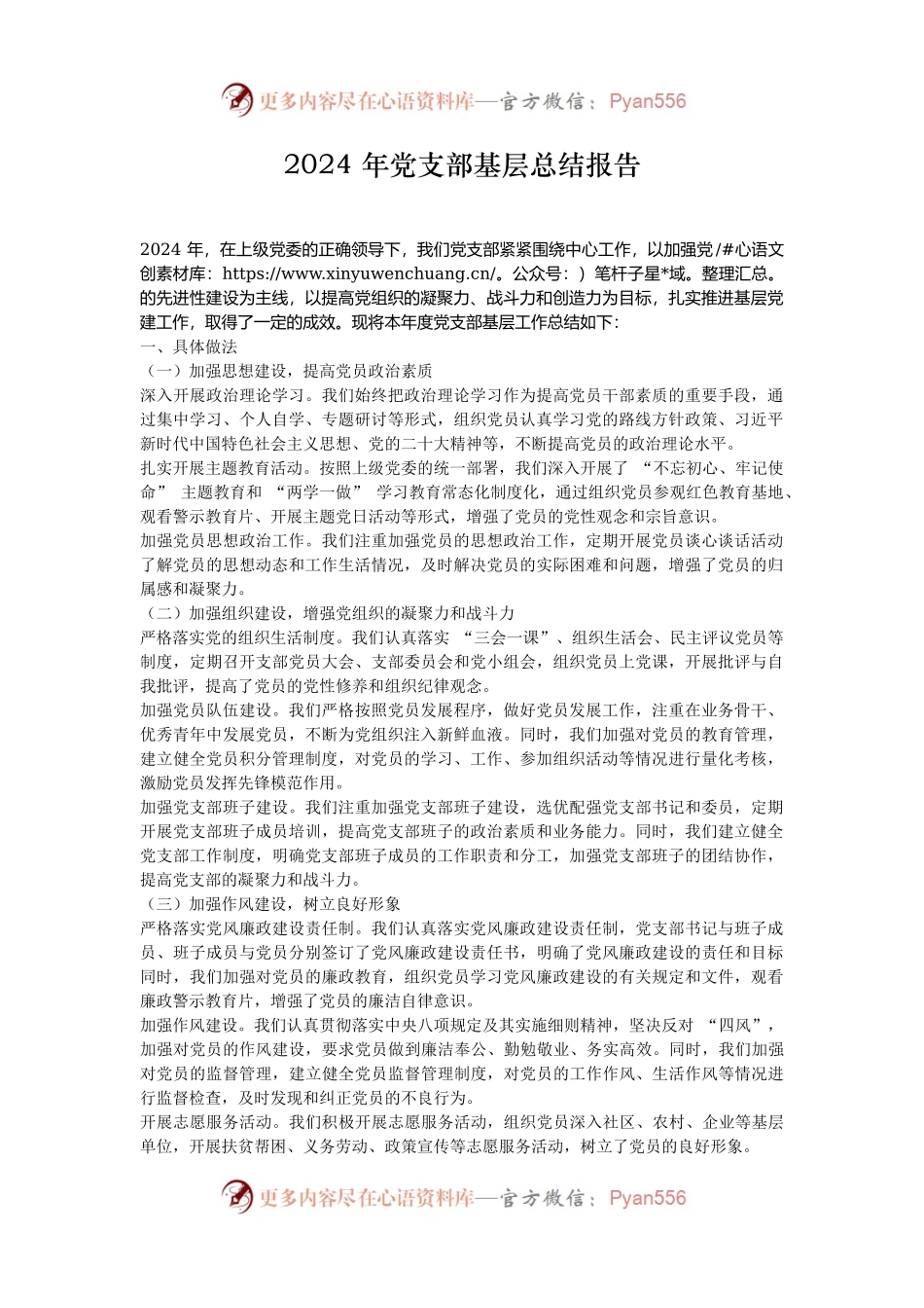 2024 年党支部基层总结报告.docx_第1页