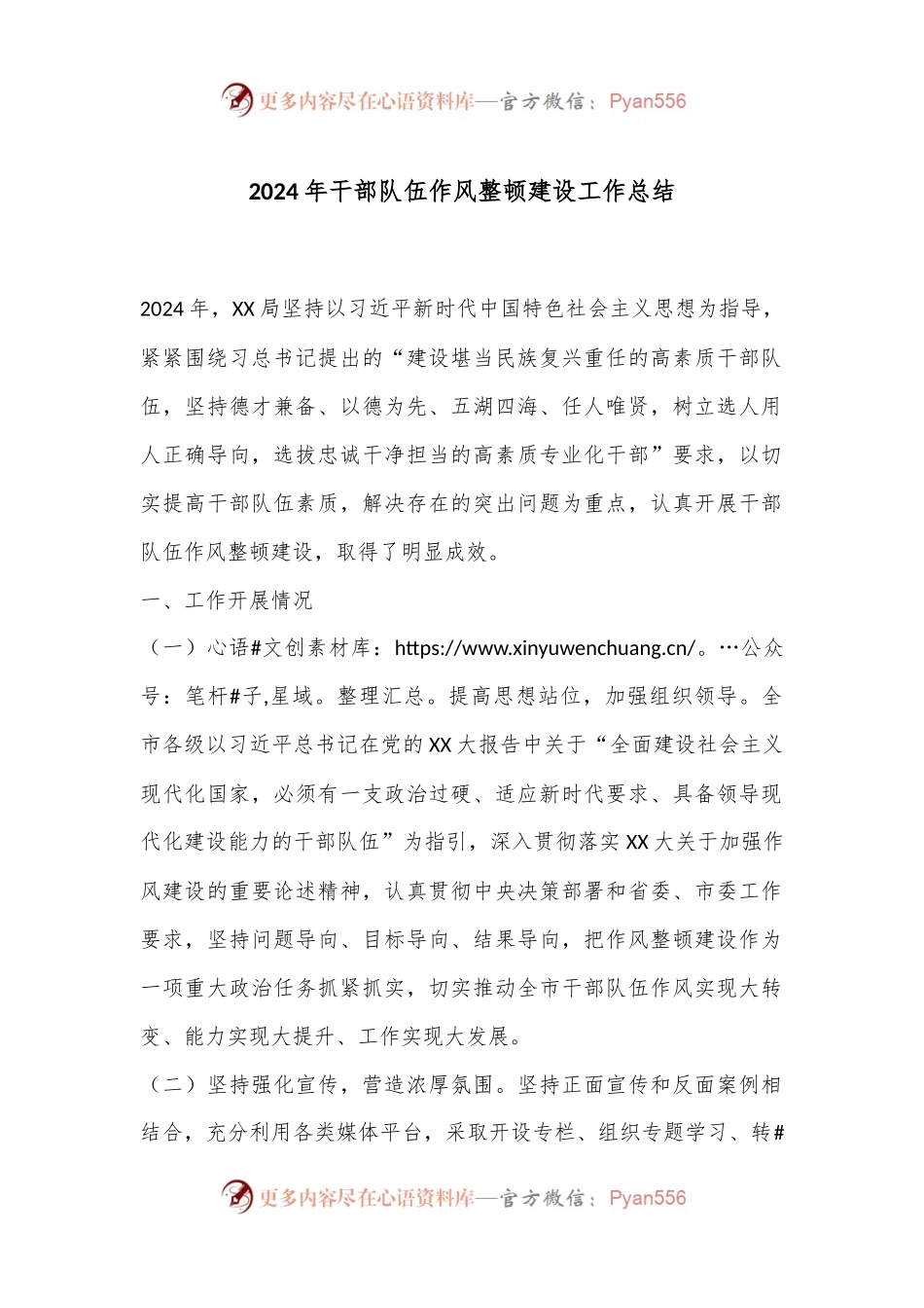 2024年干部队伍作风整顿建设工作总结.docx_第1页