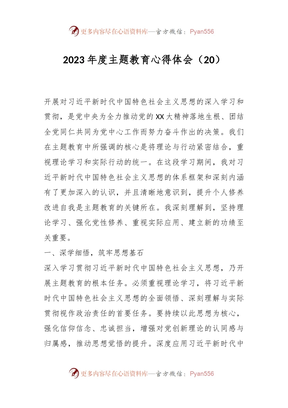 2023年度主题教育心得体会（20）.docx_第1页