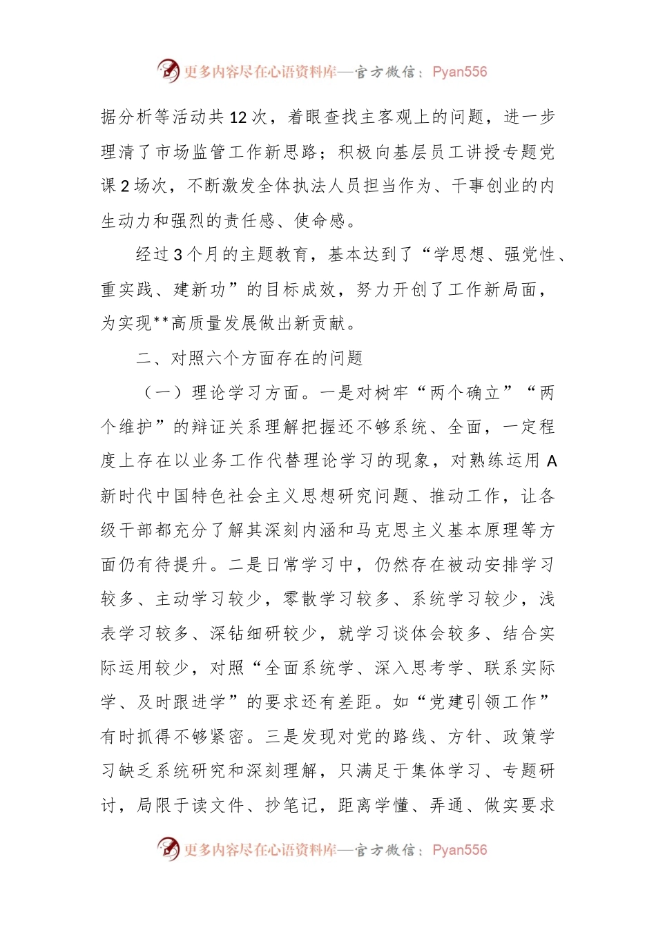 XX副局长主题教育专题民主生活会对照剖析材料.docx_第2页