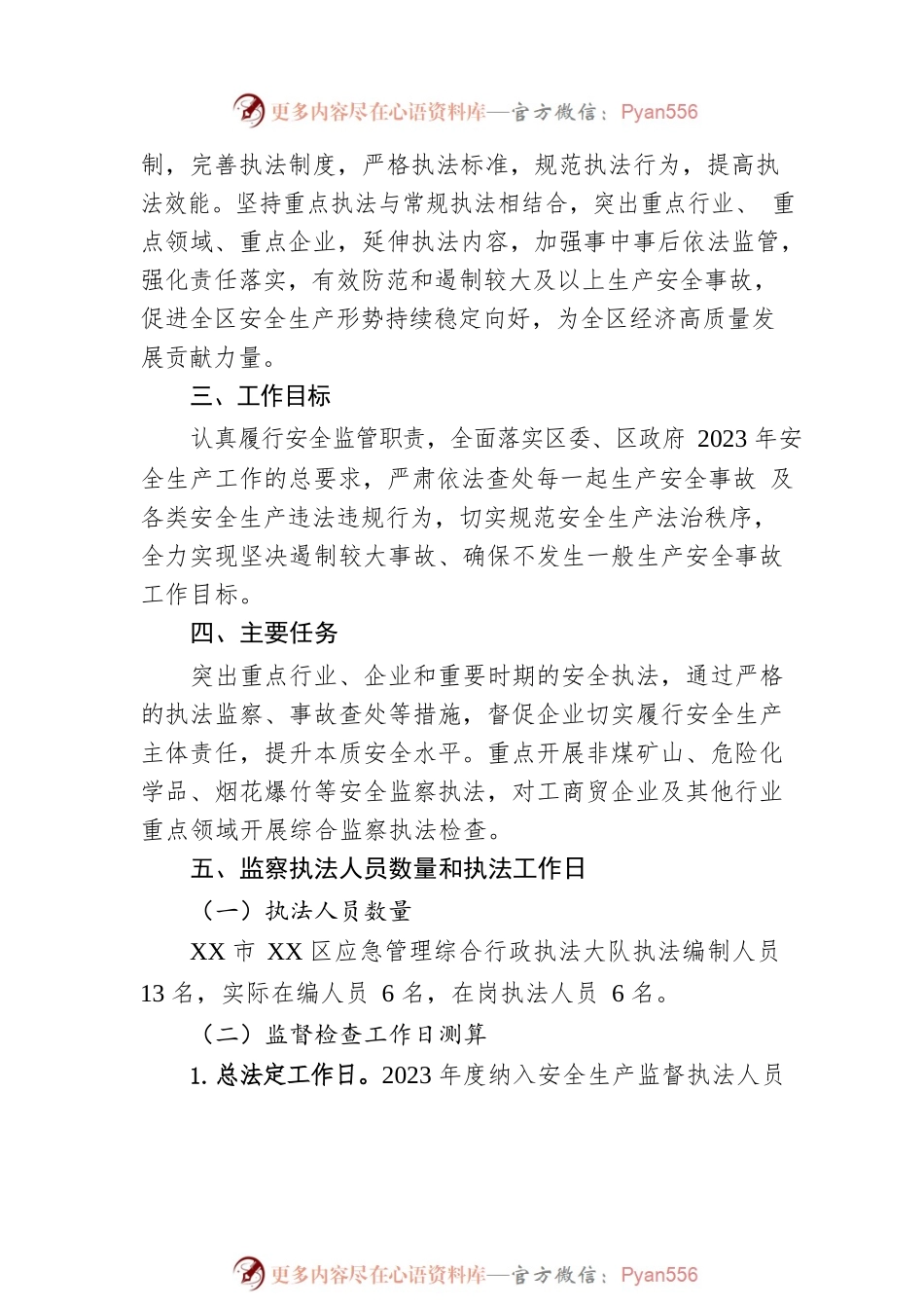 XX市XX区应急管理局 2023年安全生产监察执法工作计划.docx_第2页