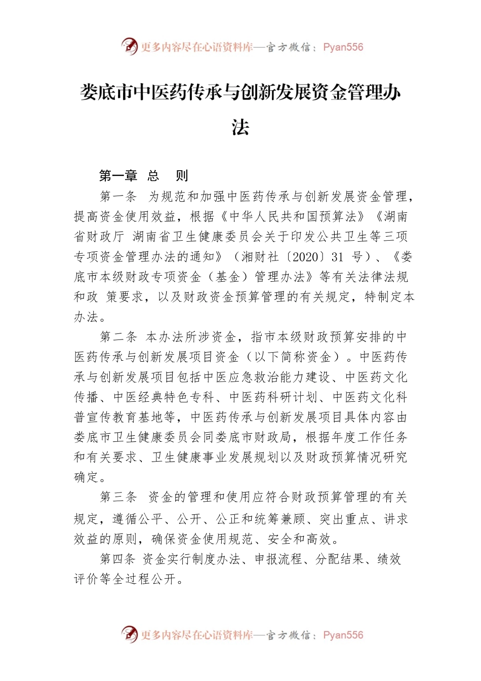 XX市中医药传承与创新发展资金管理办法.docx_第1页