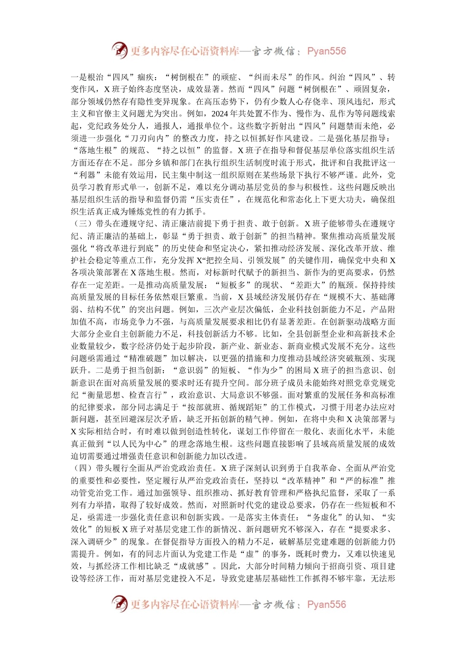 2024年度民主生活会班子对照检查材料（四个带头）.docx_第2页