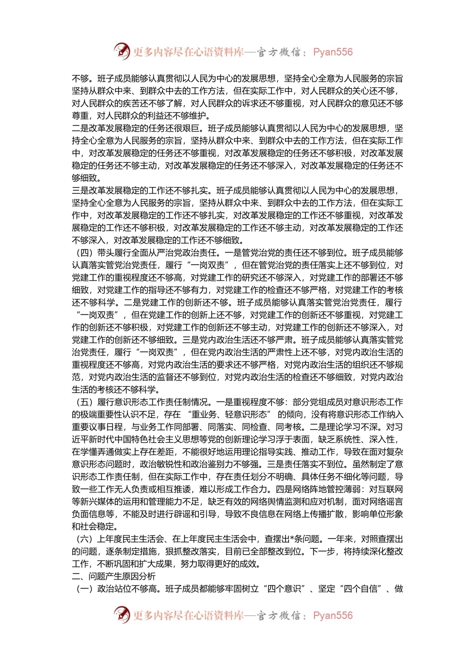 2024年度民主生活会“四个带头”领导班子对照检查材料.docx_第2页