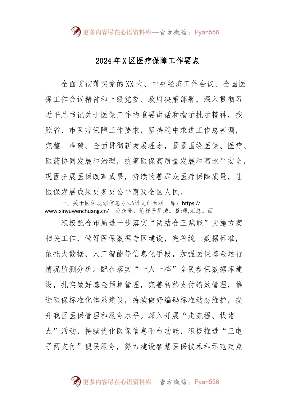 2024年X区医疗保障工作要点.docx_第1页