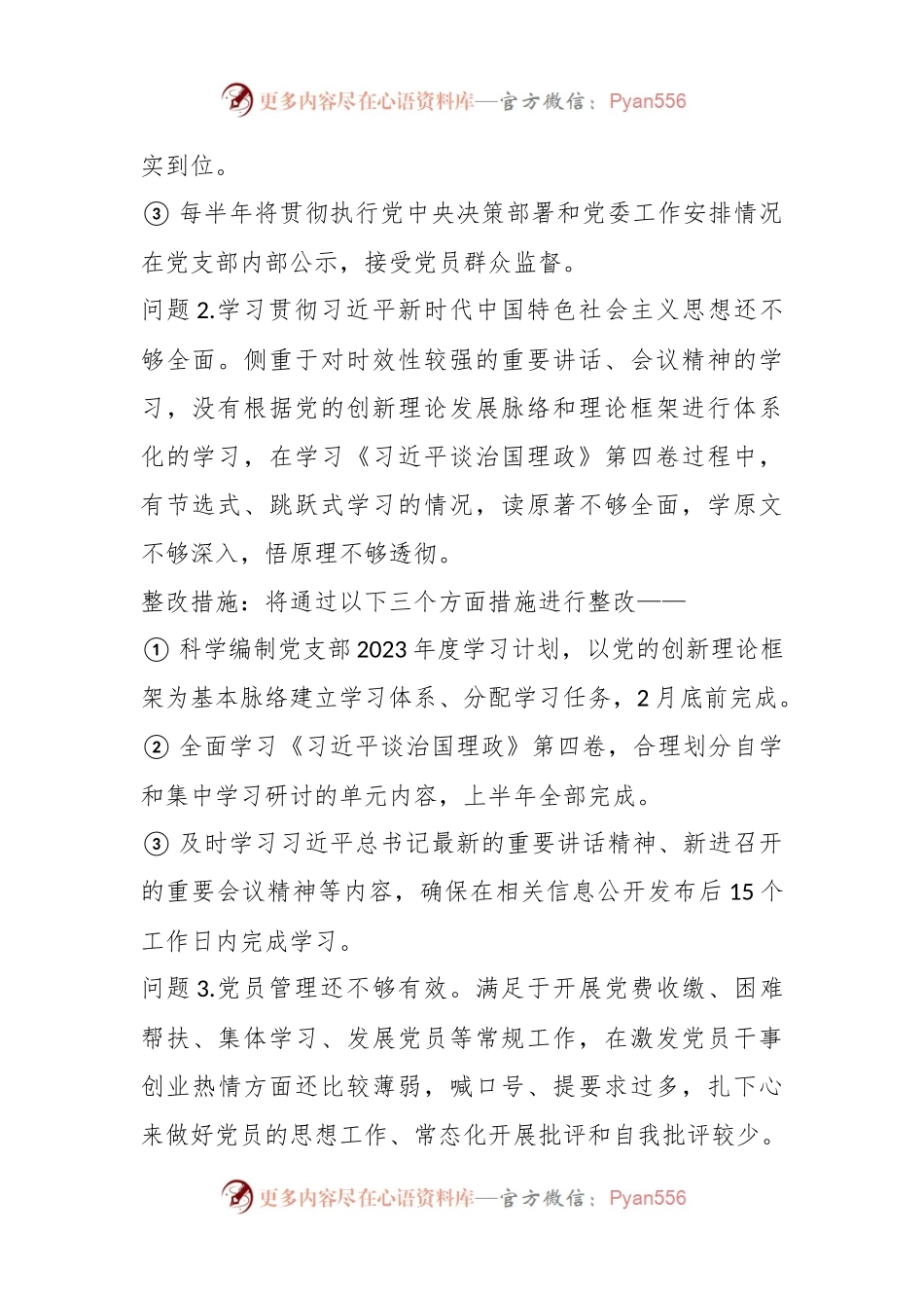 XX党支部组织生活会查摆问题整改清单.docx_第2页