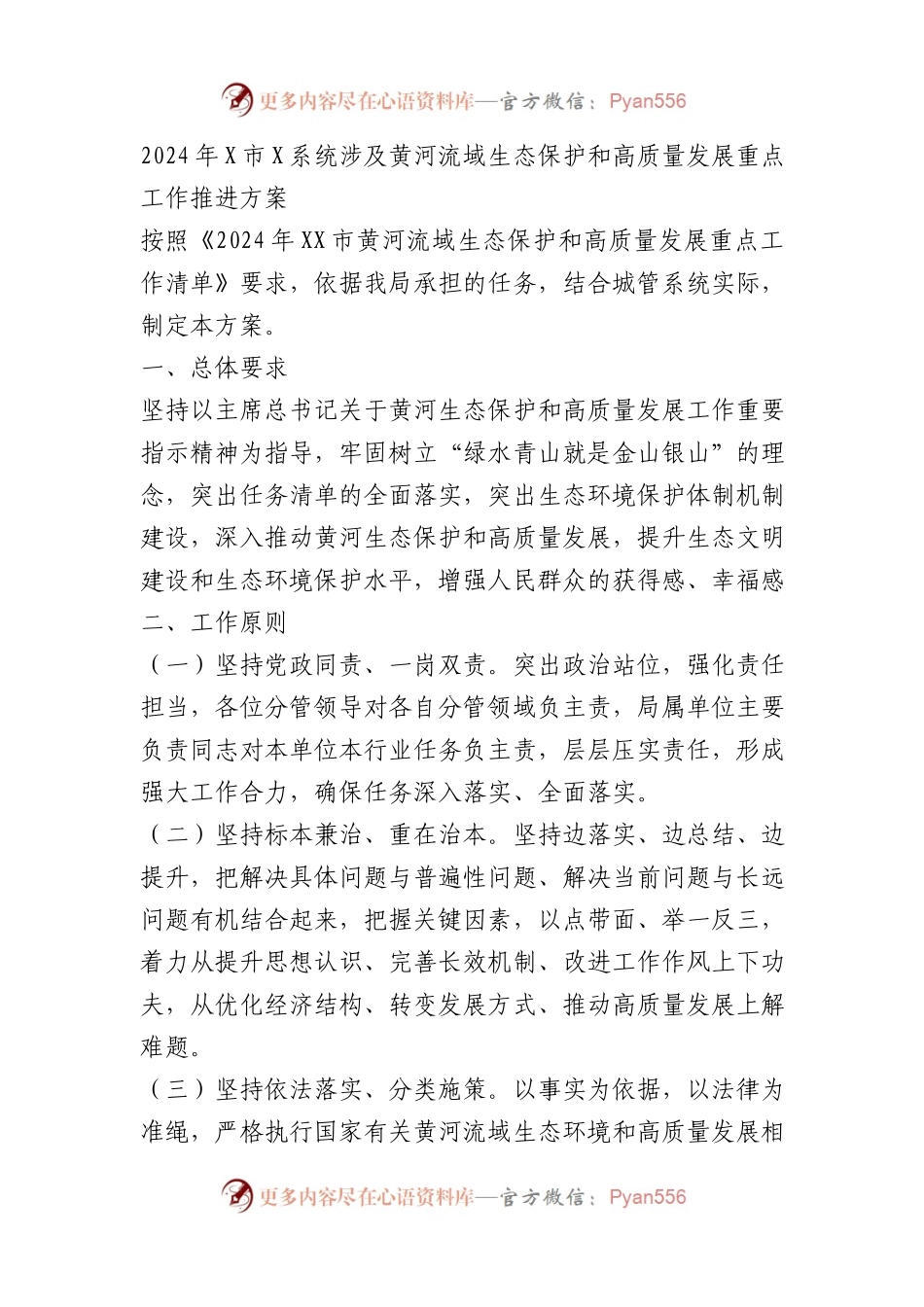 2024年X市X系统涉及黄河流域生态保护和高质量发展重点工作推进方案.docx_第1页