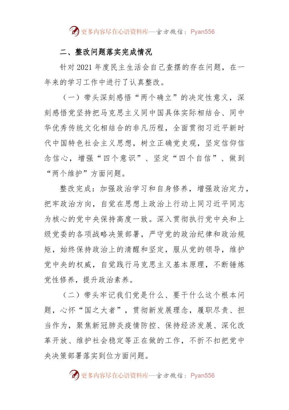 XX园区干部2022年度民主生活会发言材料.docx_第2页