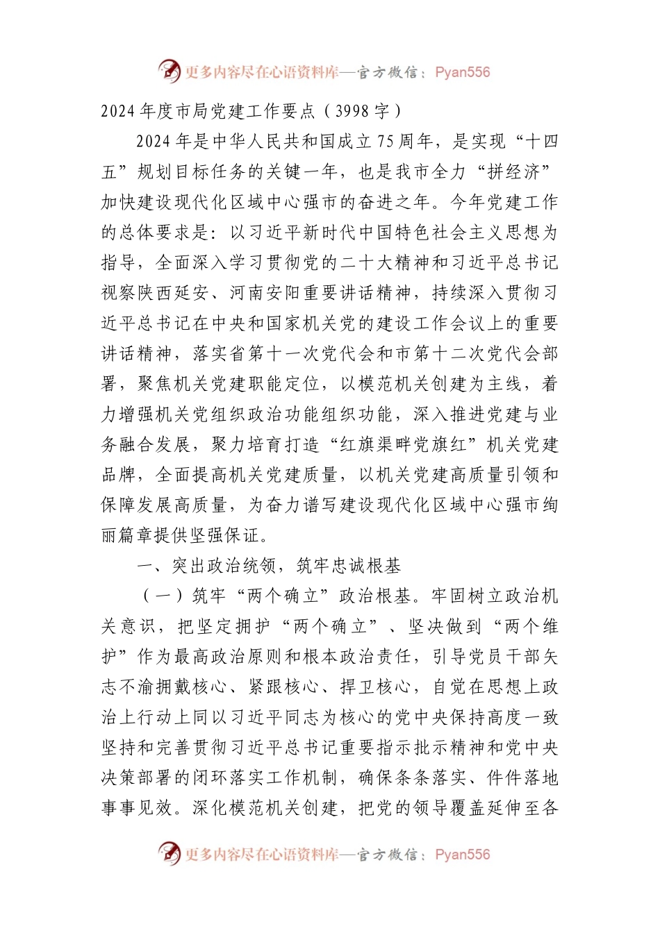 2024年度市局党建工作要点.docx_第1页