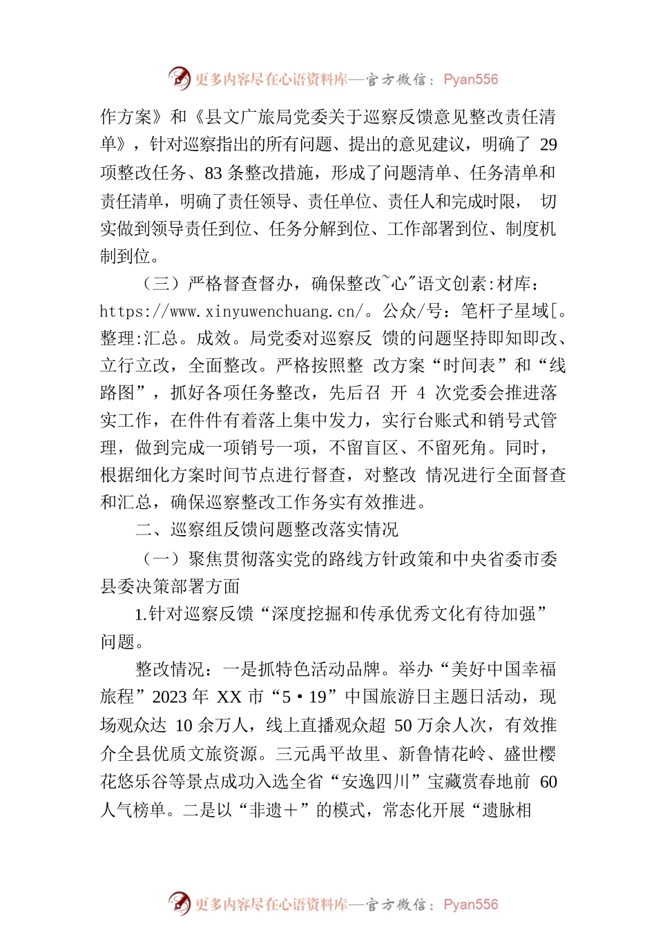 XX县文化广播电视和旅游局关于集中整改进展情况的报告.docx_第2页