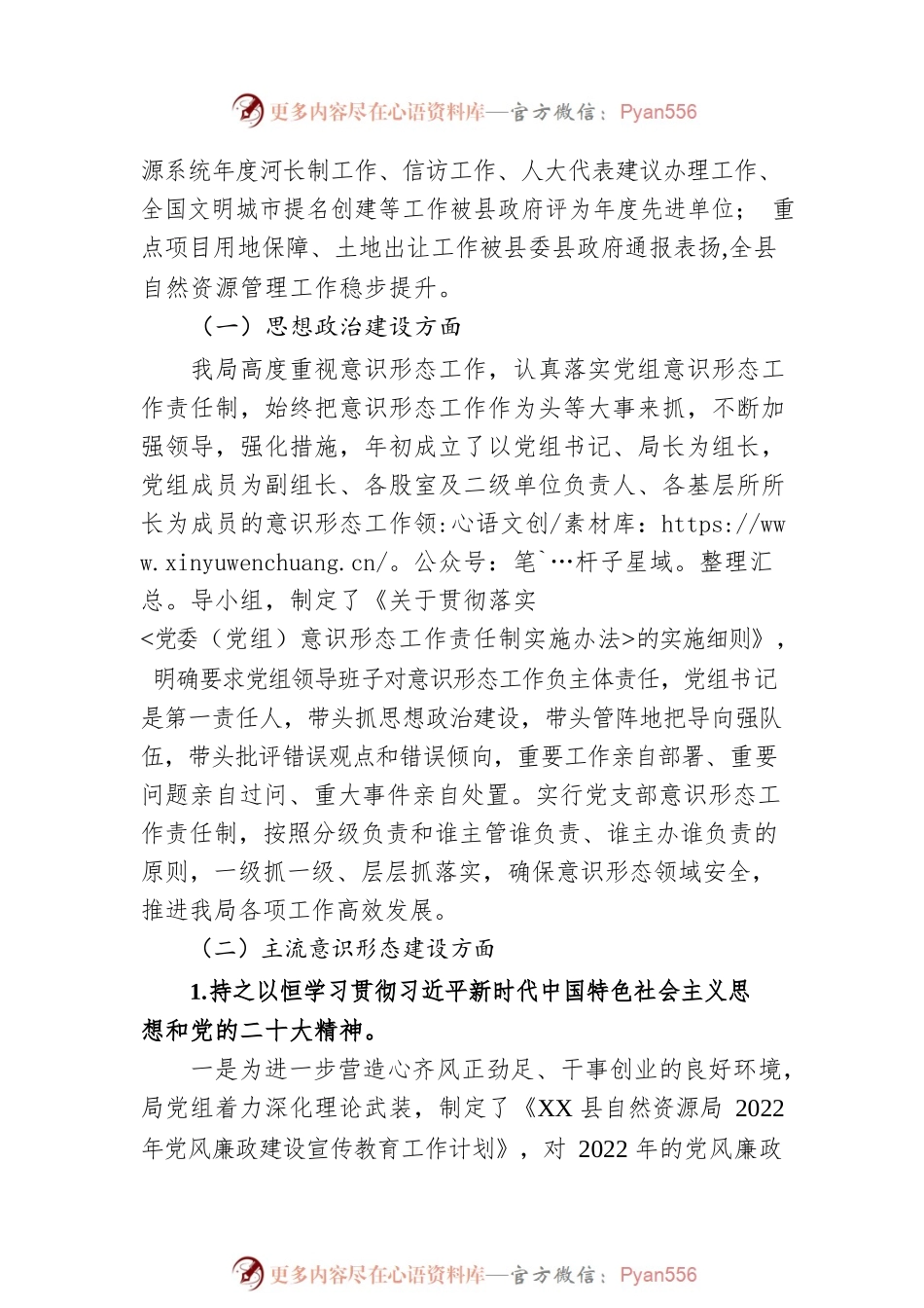 XX县自然资源局2022年度意识形态工作报告（20230116）.docx_第2页