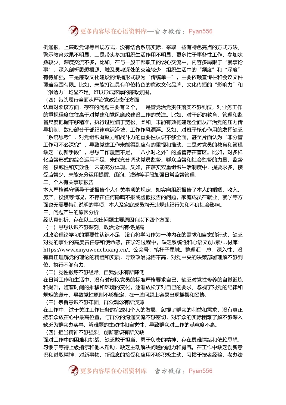 2024民主生活会单位主要领导个人发言提纲.docx_第2页