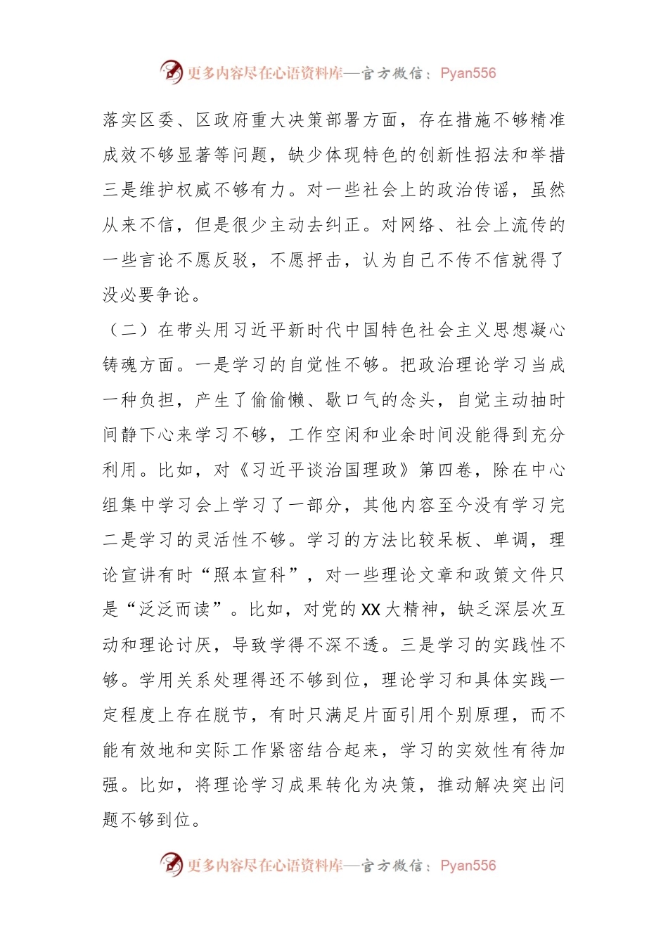 20XX年度民主生活会对照检查材料.docx_第2页