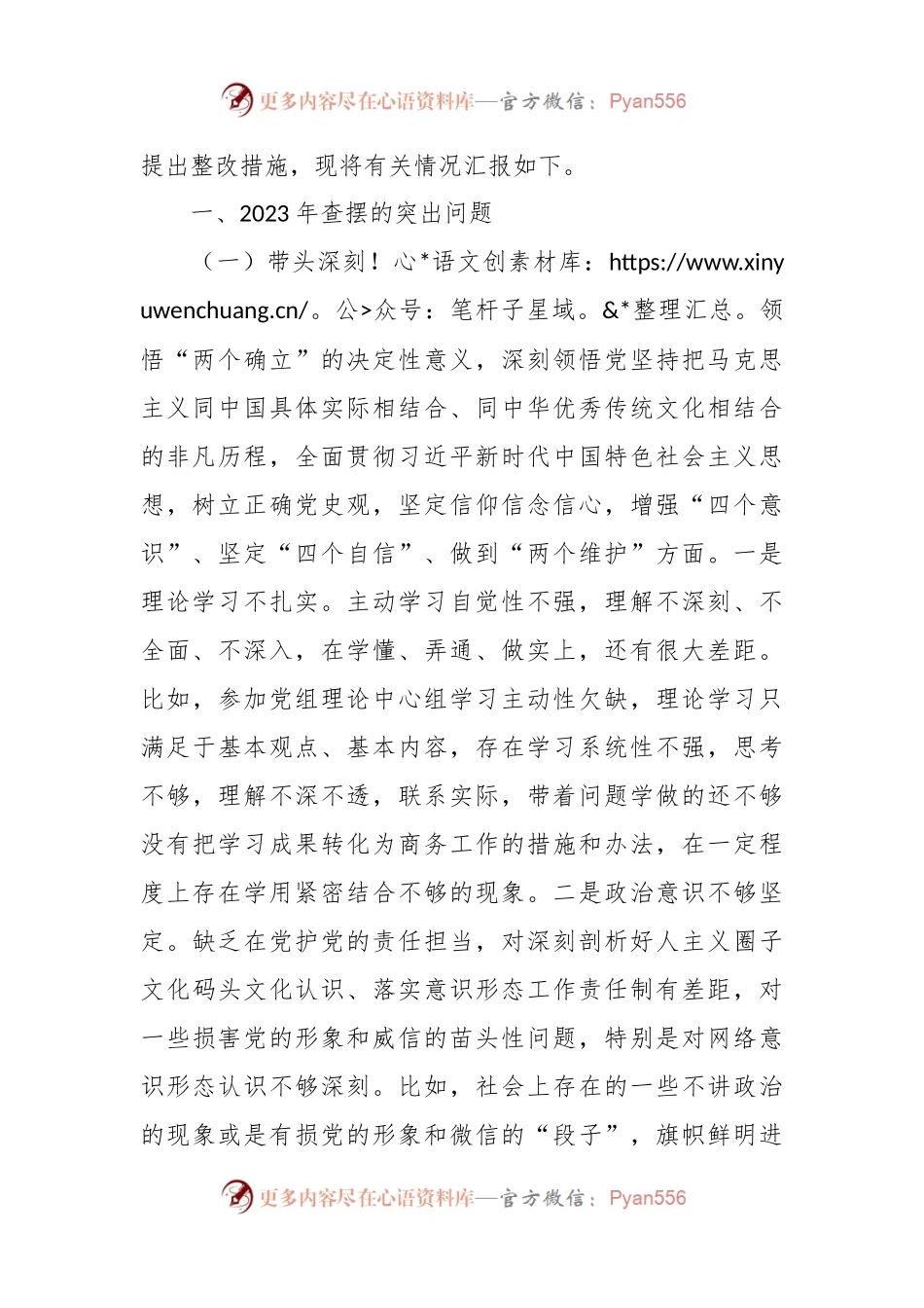 2023年度巡查整改专题民主生活会个人发言稿提纲.docx_第2页
