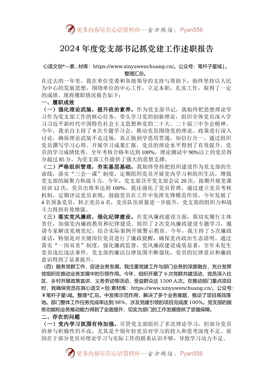 2024年度党支部书记抓党建工作述职报告.docx_第1页