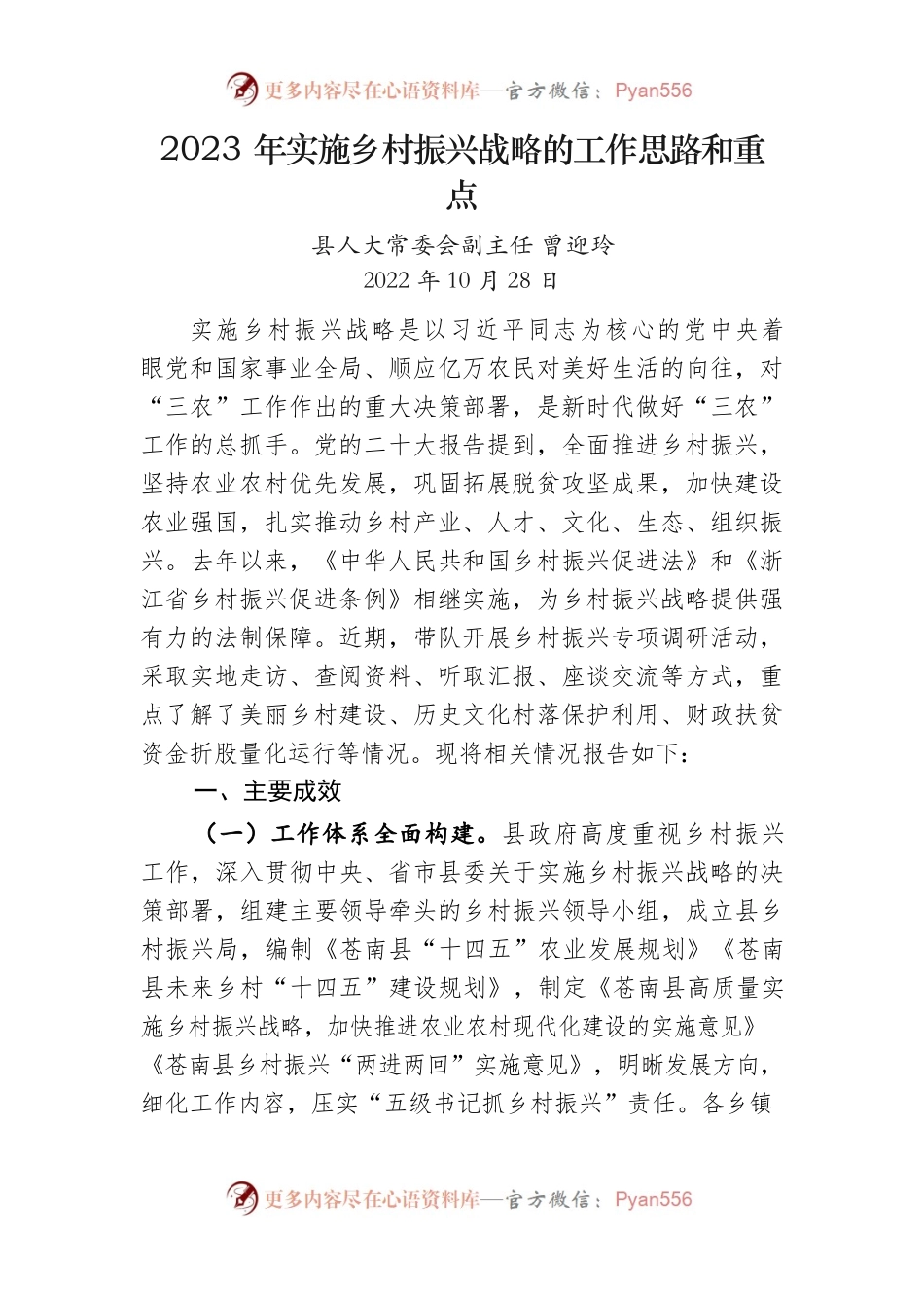 2023年实施乡村振兴战略的工作思路和重点.docx_第1页