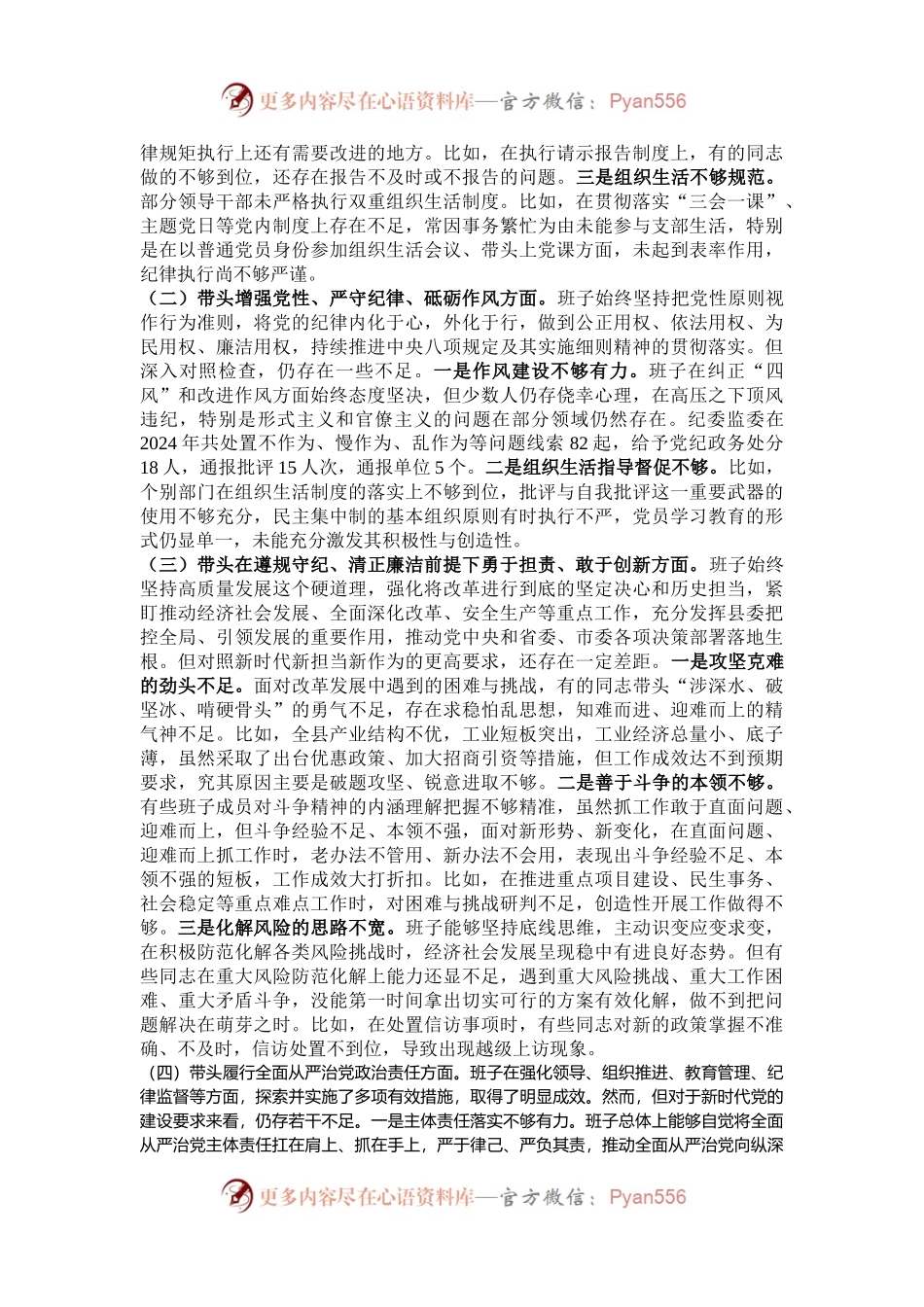 2024年度民主生活会领导班子对照检查材料.docx_第2页