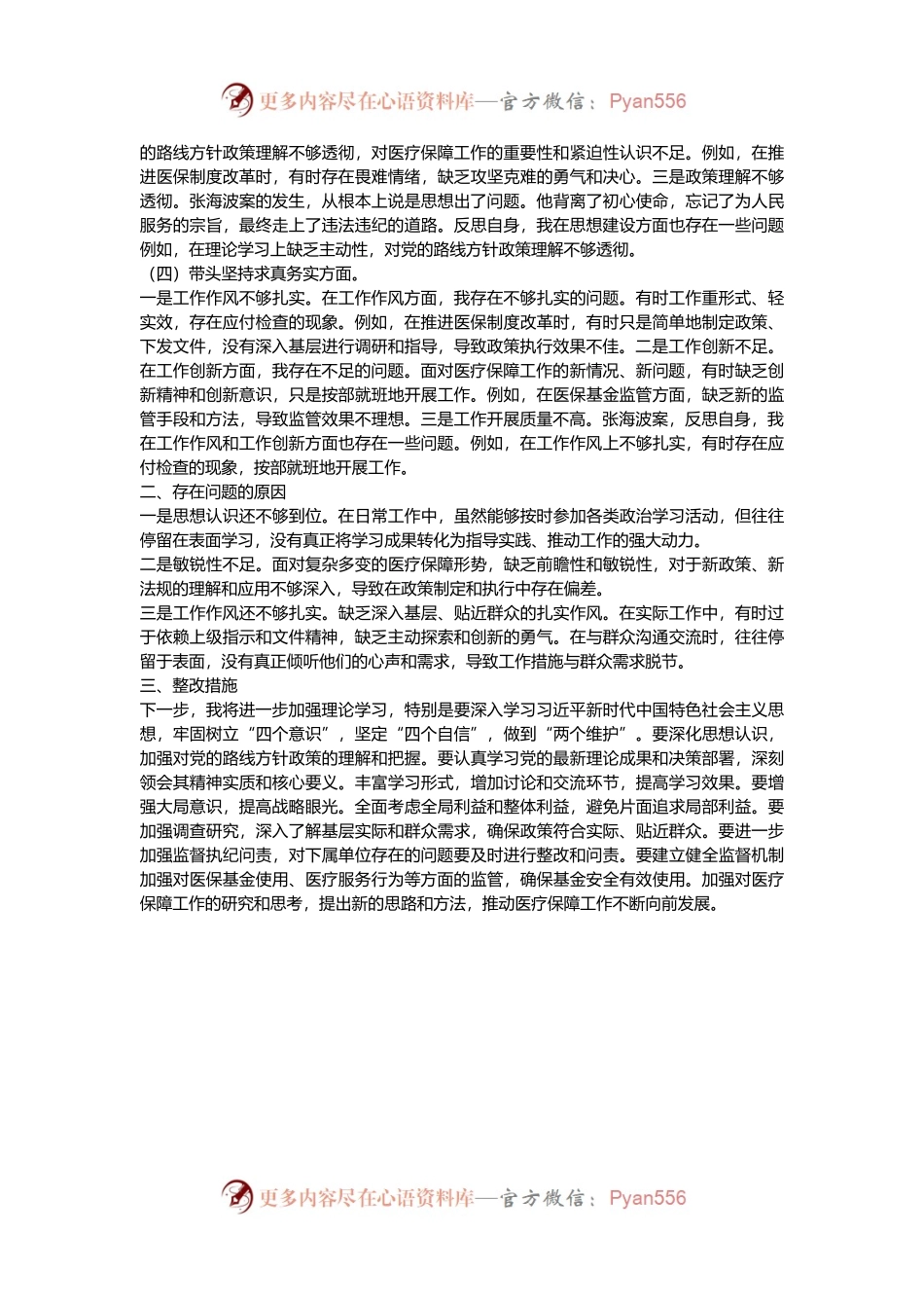 2024年民主生活会对照检查材料（四个带头＋反面案例）.docx_第2页