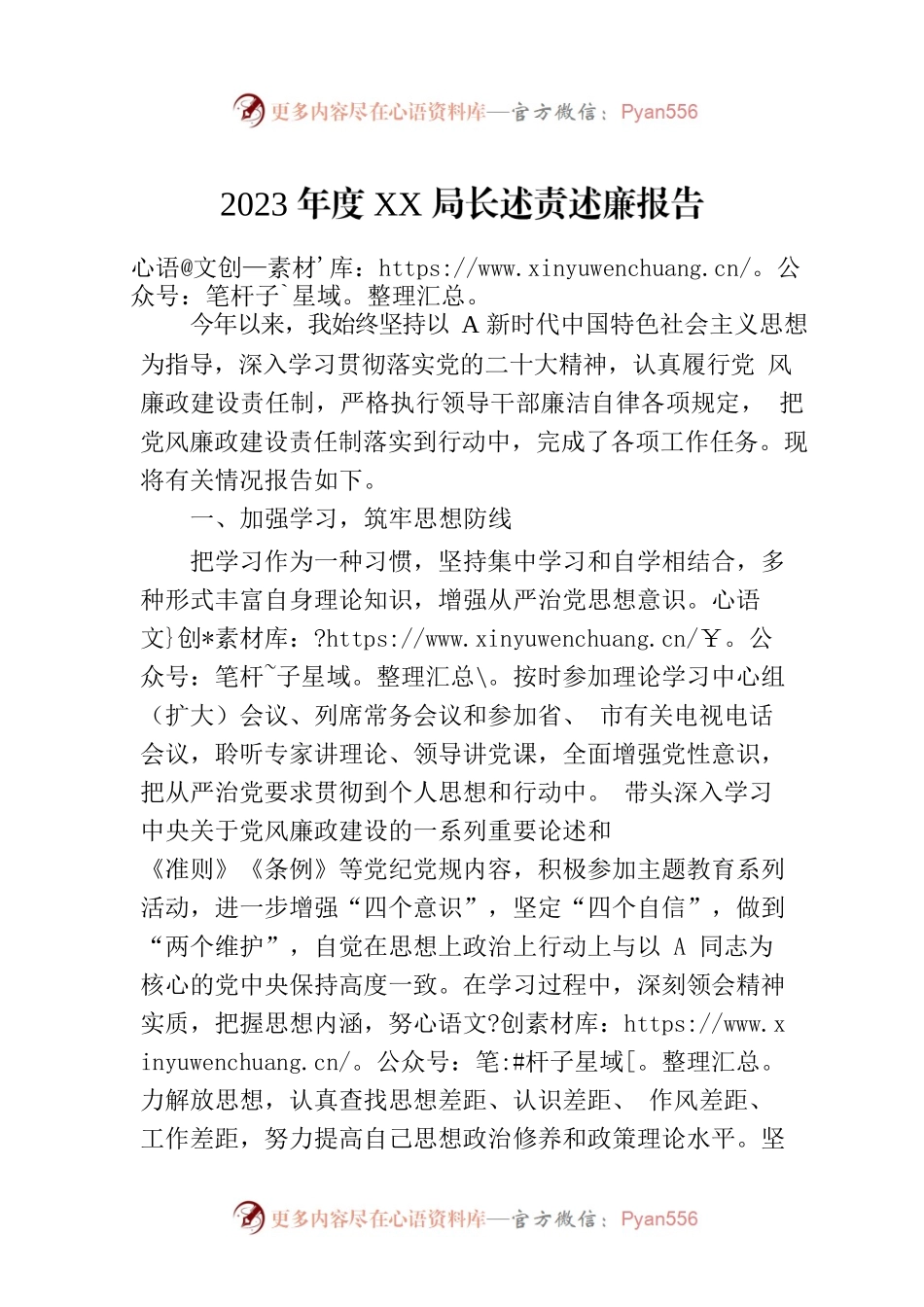 2023年度XX局长述责述廉报告.docx_第1页