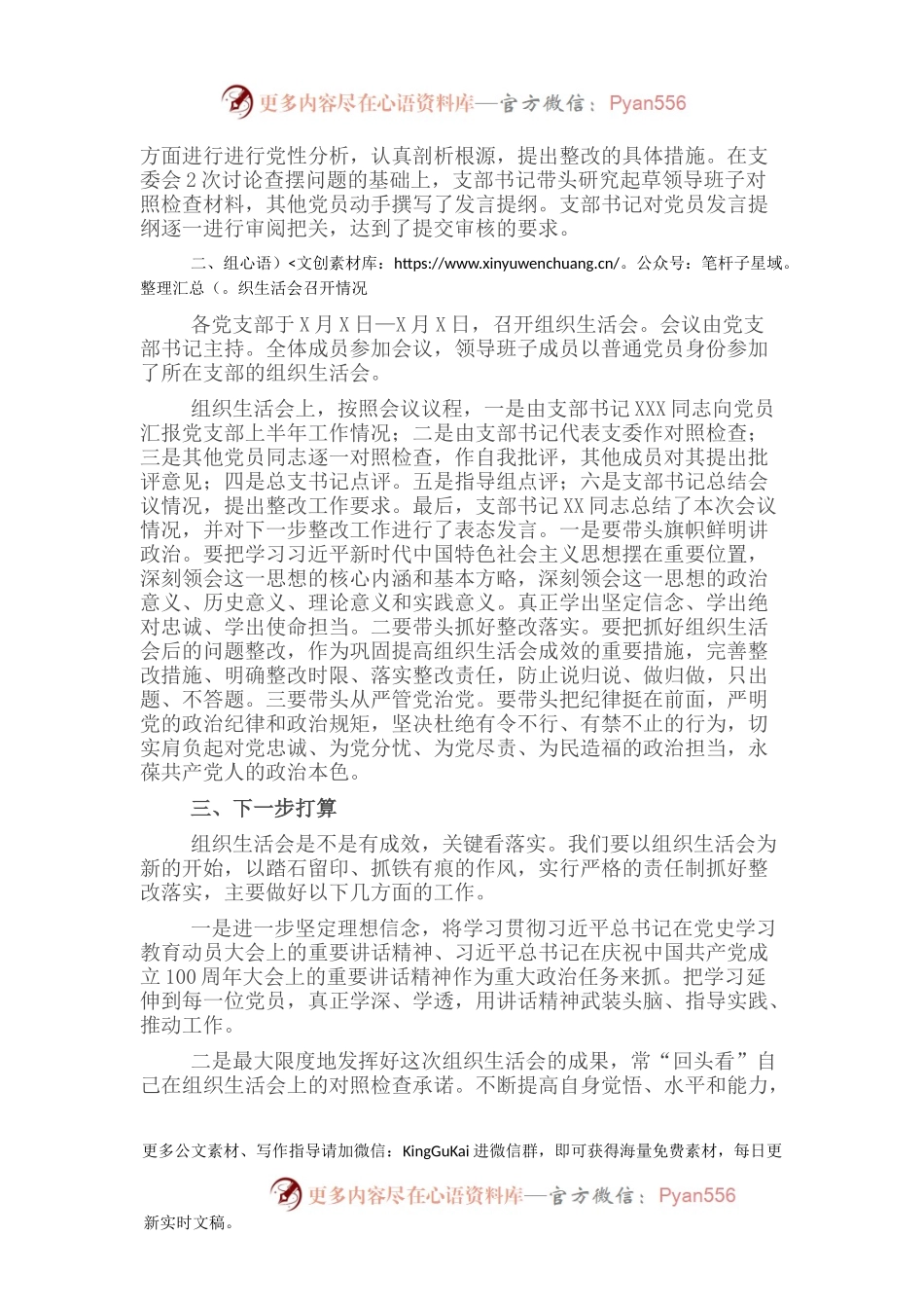 XX局召开党史学习教育专题组织生活会情况报告.docx_第2页