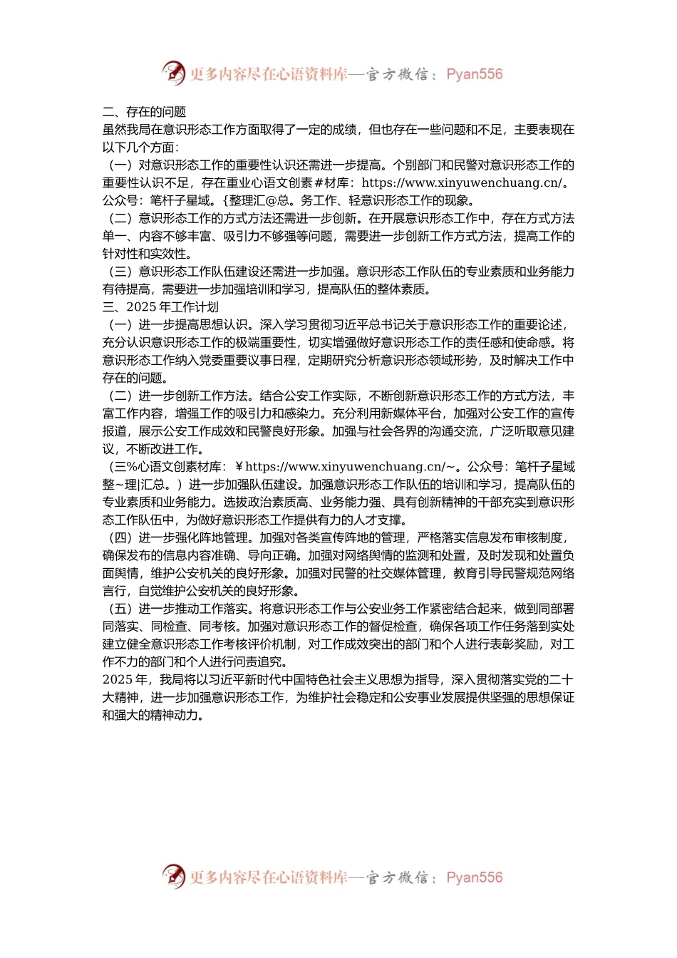 2024年某市公安局意识形态工作总结及2025年工作计划.docx_第2页