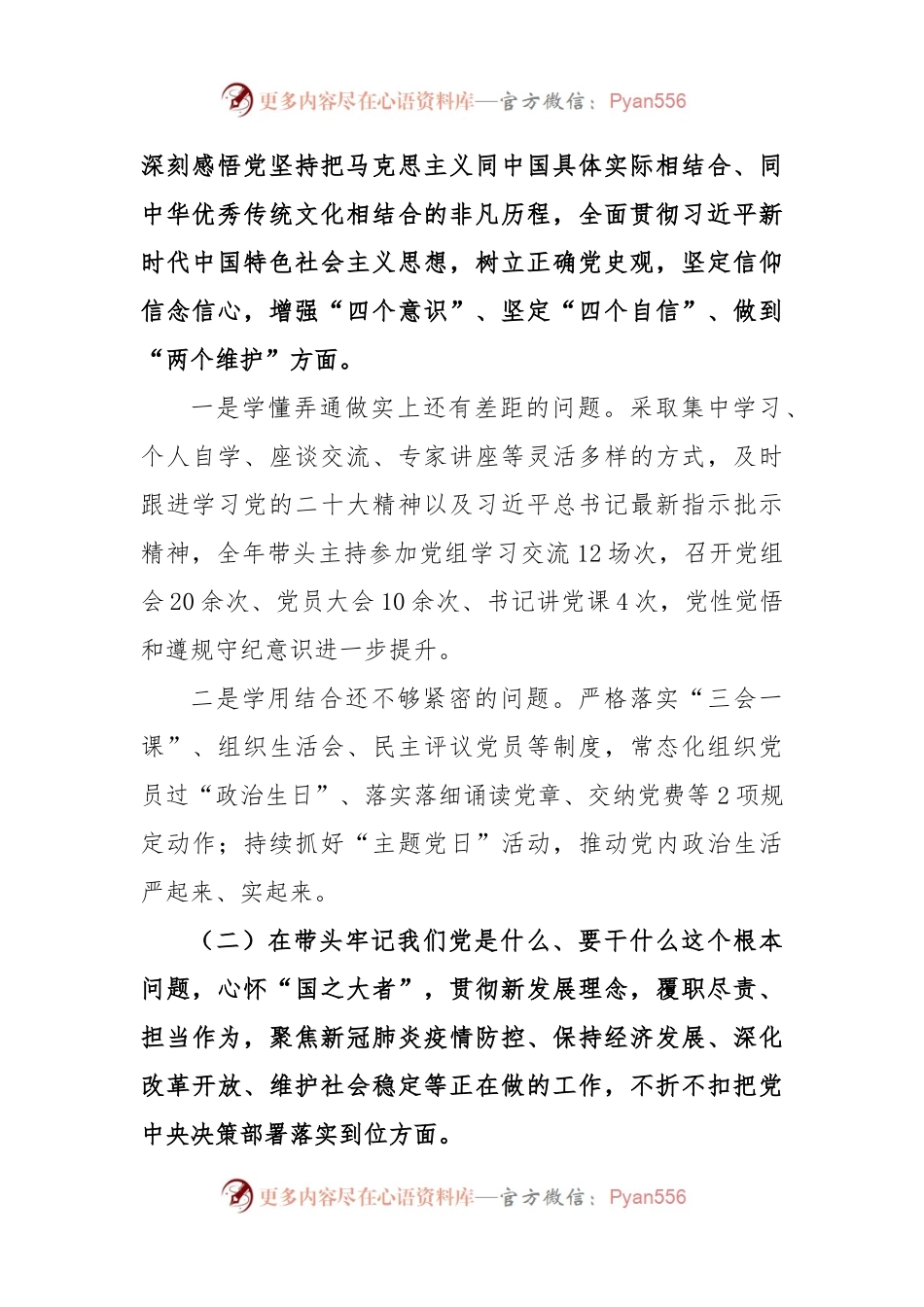 XX区审计局党组书记2022年度民主生活会个人对照检查材料.docx_第2页