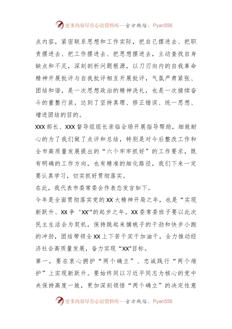 XX市委书记在民主生活会上的总结讲话及表态发言.docx_第2页