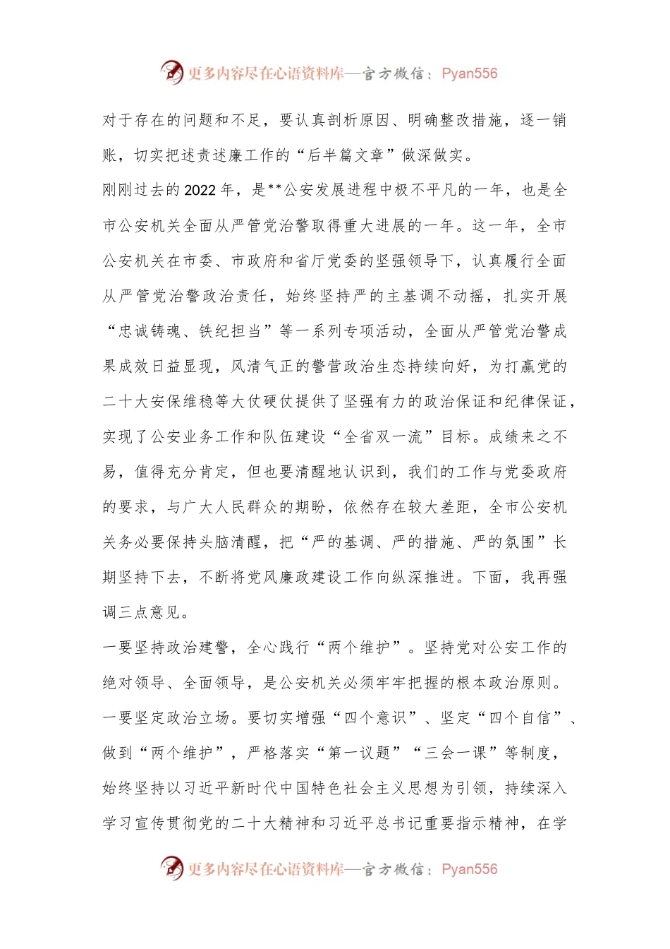 XX市公安局局2023年领导干部述责述廉大会上的讲话（全文2882字）.docx_第2页