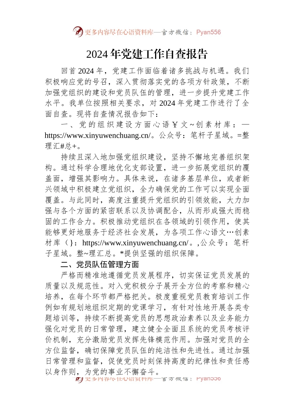2024年党建工作自查报告.docx_第1页