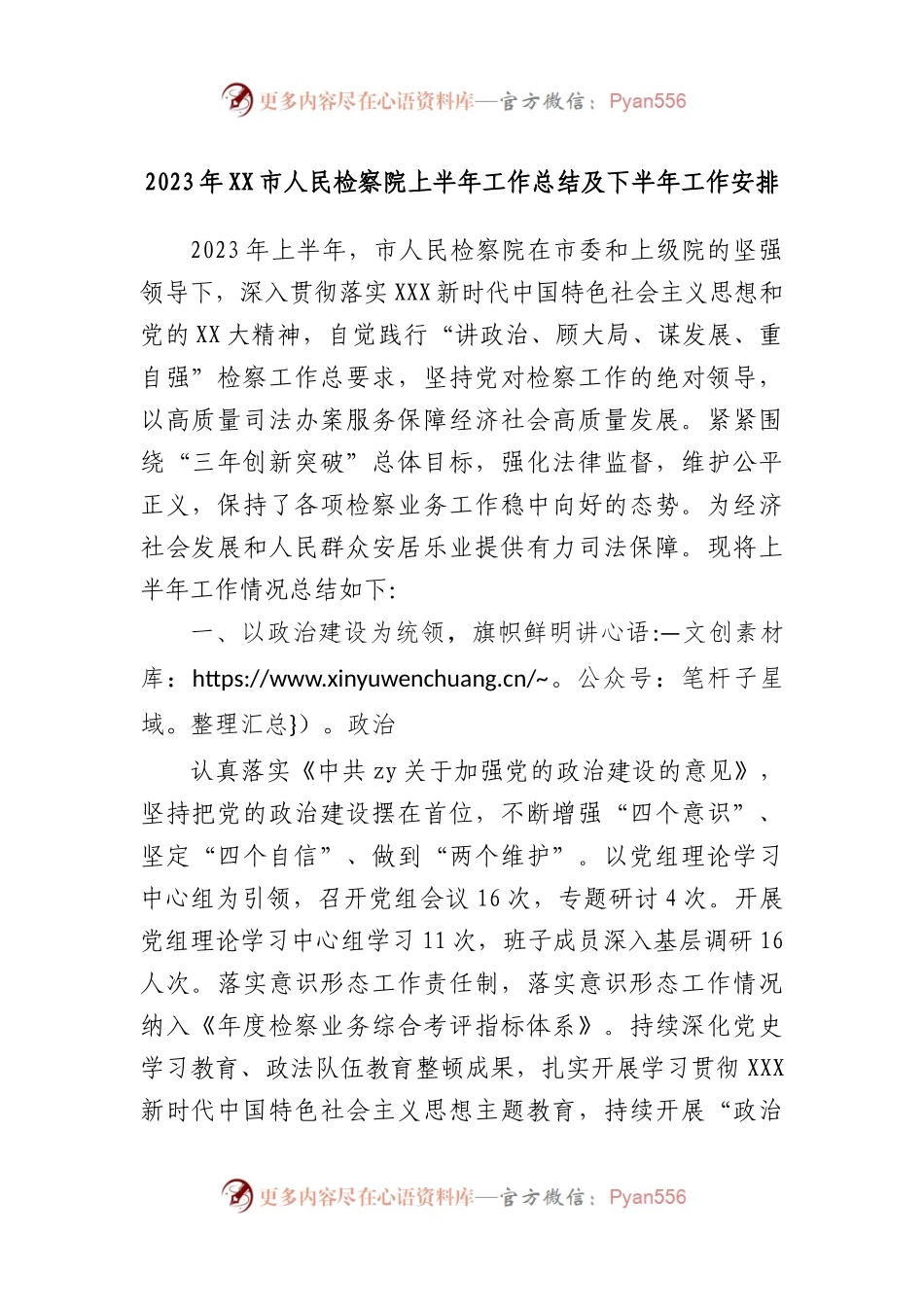 2023年市人民检察院上半年工作总结及下半年工作安排.docx_第1页