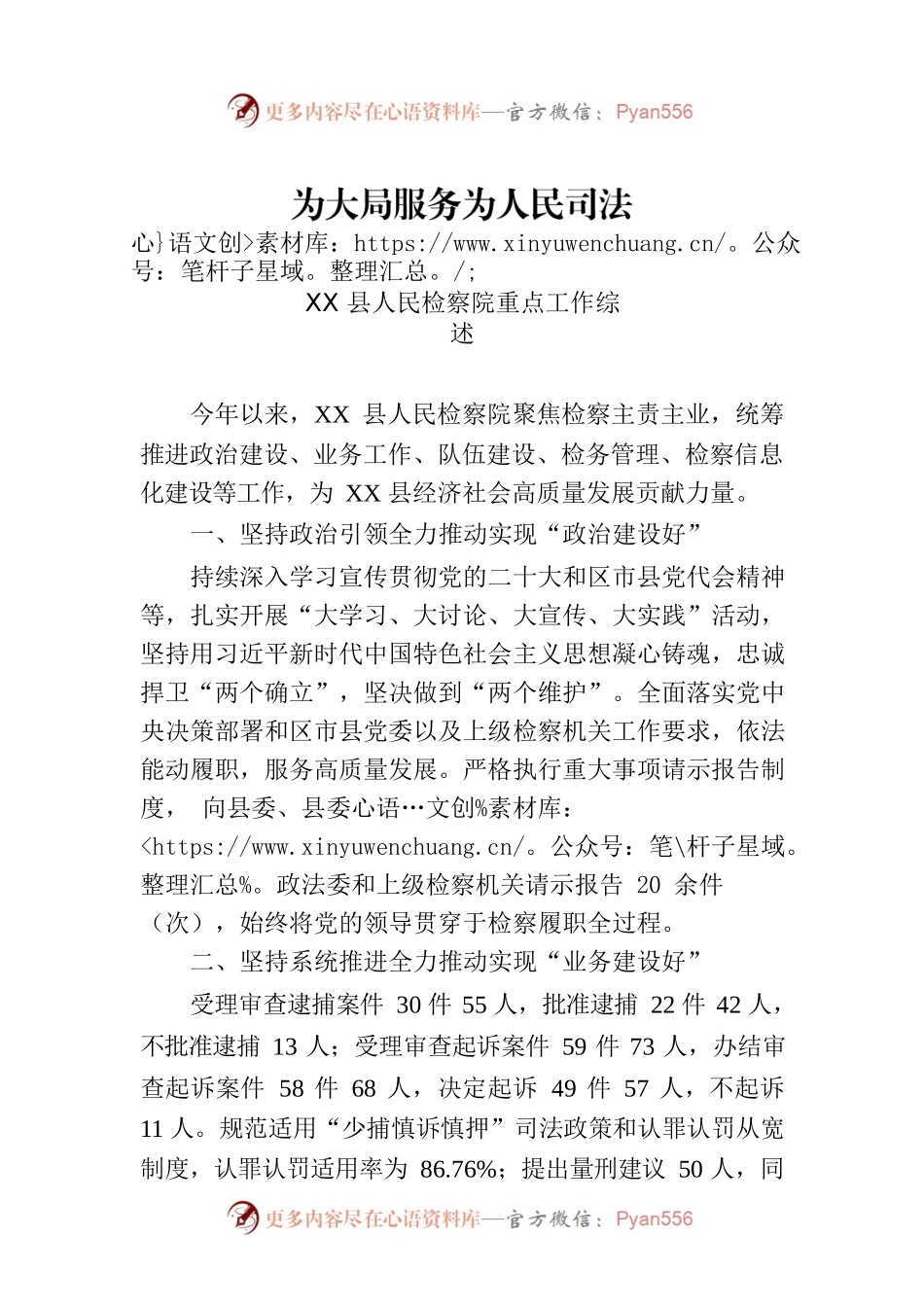 XX县人民检察院重点工作综述.docx_第1页