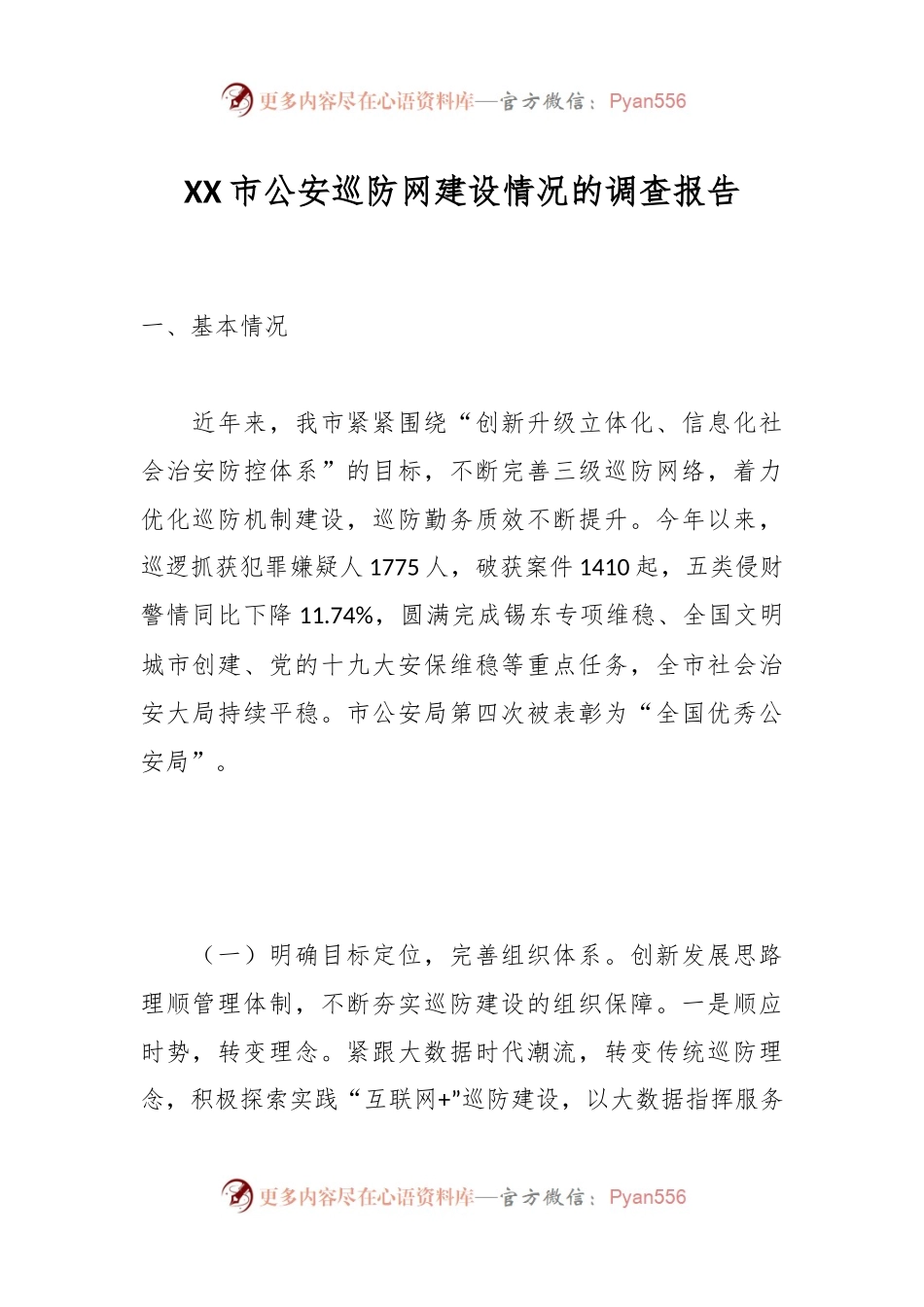 XX市公安巡防网建设情况的调查报告.docx_第1页