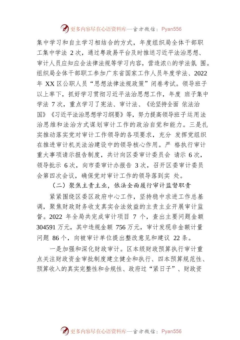 XX市XX区审计局2022年法治政府建设年度报告（20230109）.docx_第2页