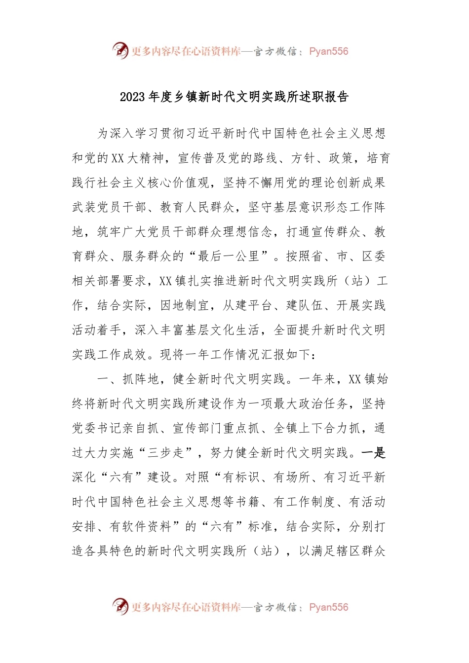 2023年度乡镇新时代文明实践所述职报告.docx_第1页