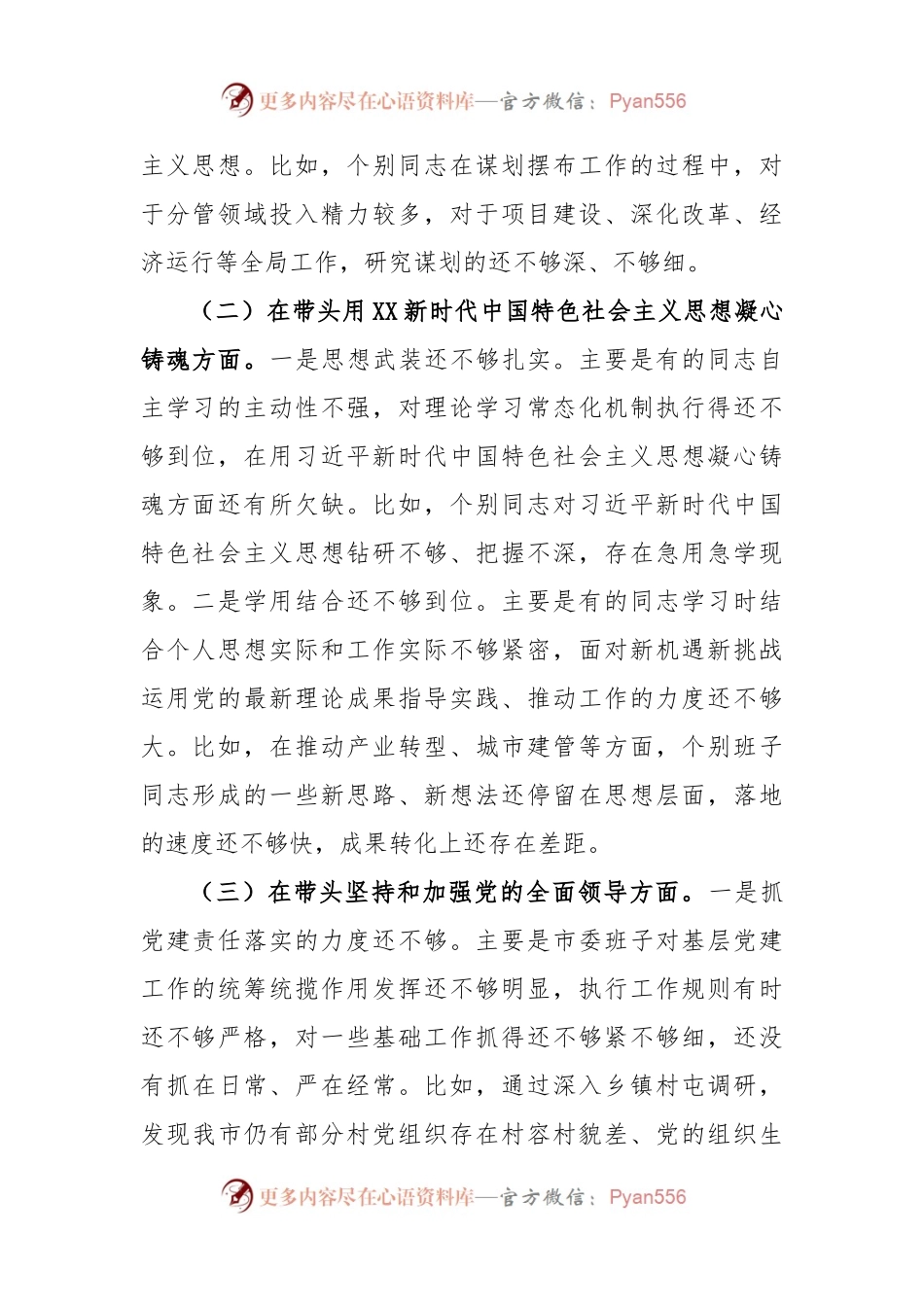 XX市委常委班子2022年度民主生活会对照检查材料.docx_第2页