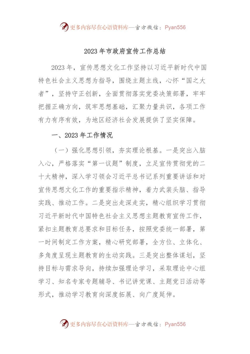 2023年市政府宣传工作总结.docx_第1页