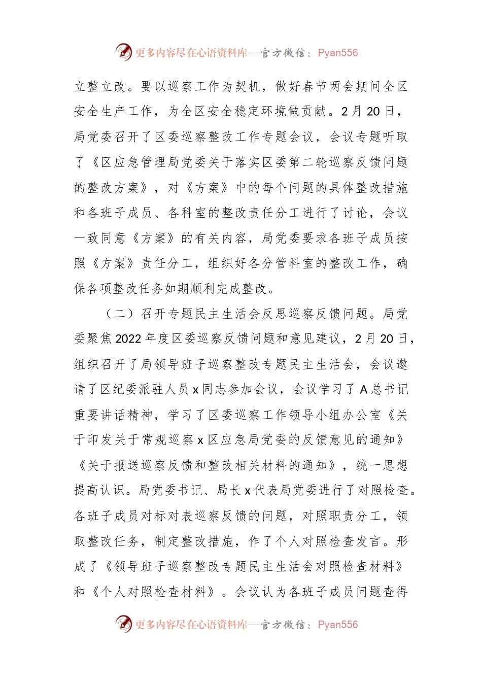 XX区应急管理局巡察反馈问题整改工作报告.docx_第2页