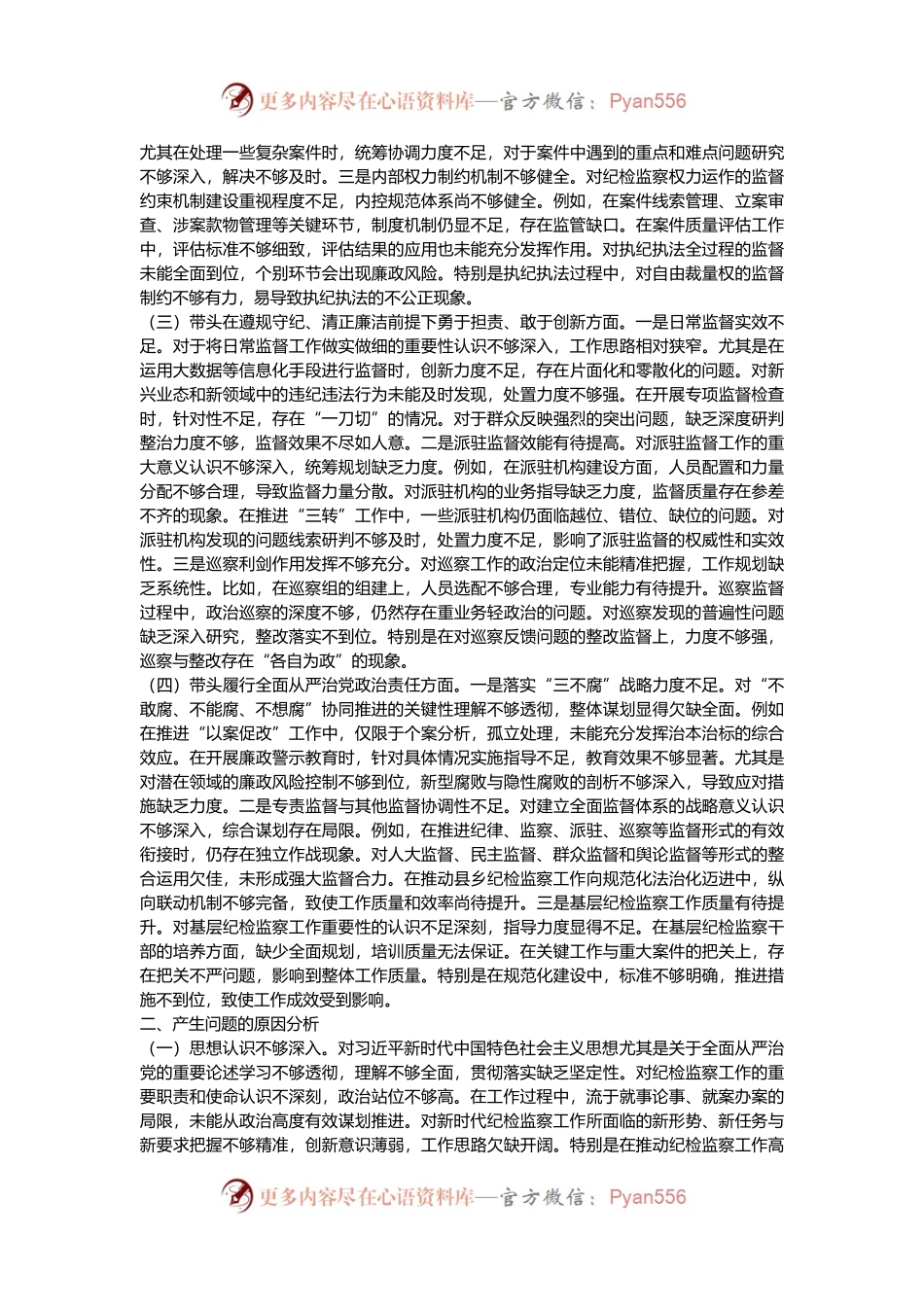 2024年度纪委书记民主生活会对照发言材料.docx_第2页