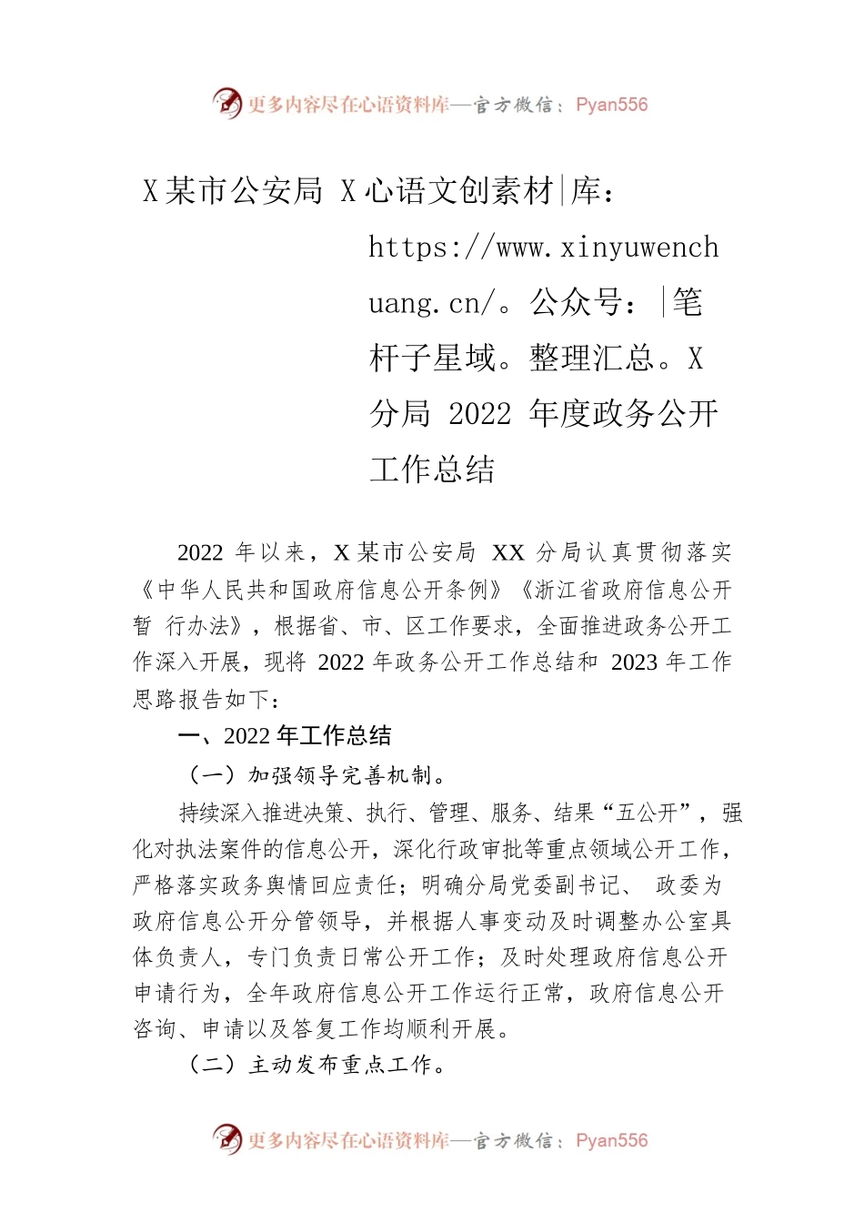 XX市公安局XX分局2022年度政务公开工作总结（20230109）.docx_第1页