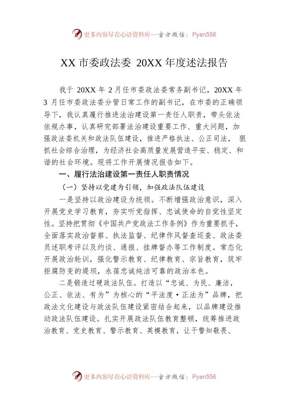 XX市委政法委20XX年度述法报告（20220513）.docx_第1页