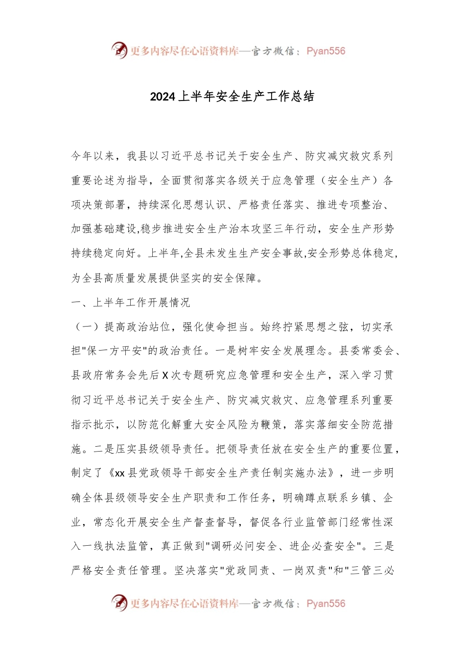 2024上半年安全生产工作总结.docx_第1页