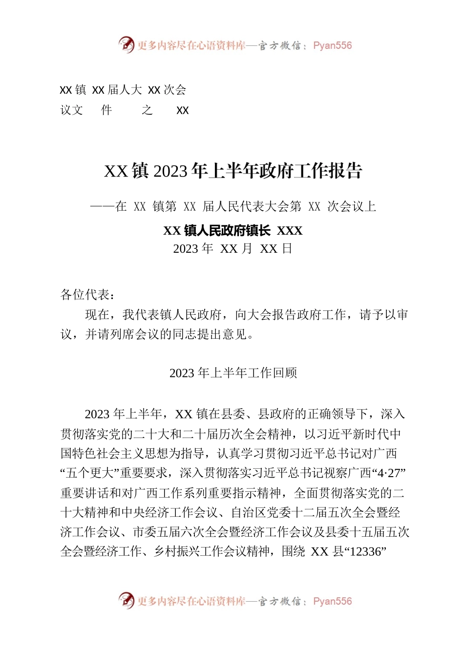 2023年政府上半年工作报告（乡镇）.docx_第1页