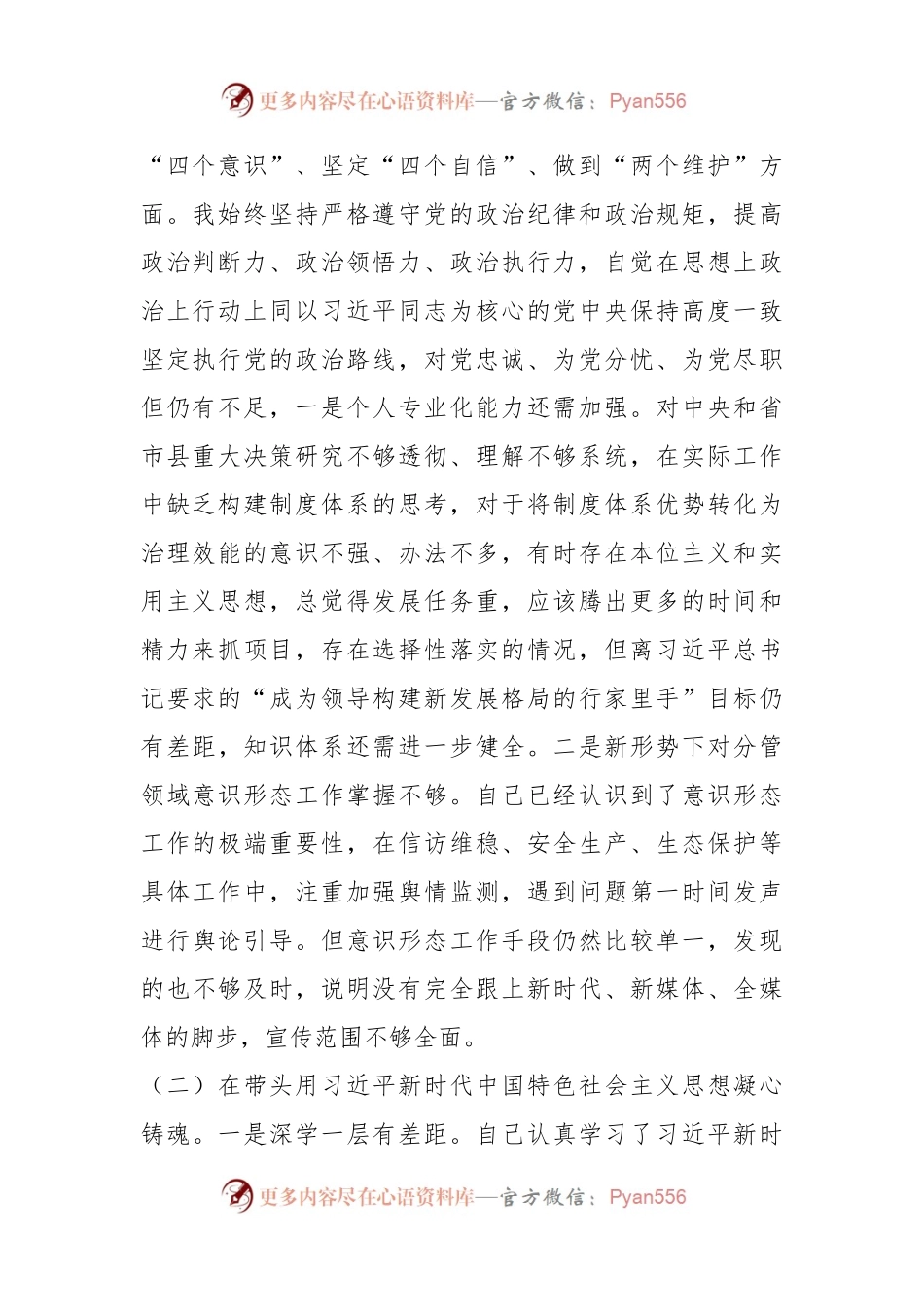 202X年党员领导干部民主生活会对照检查材料.docx_第2页