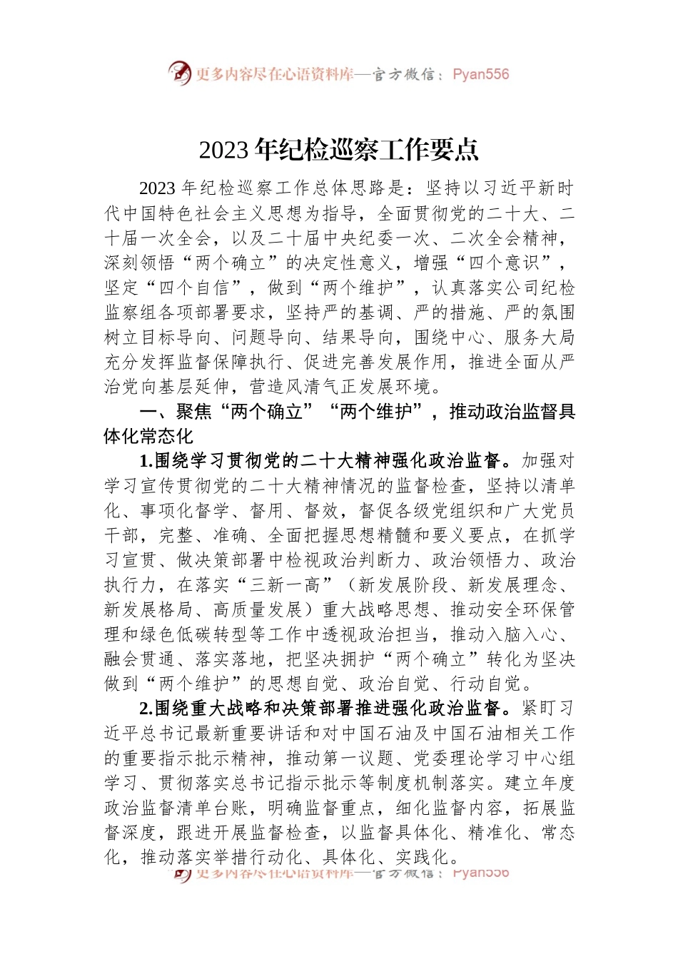 2023年纪检巡察工作要点.docx_第1页