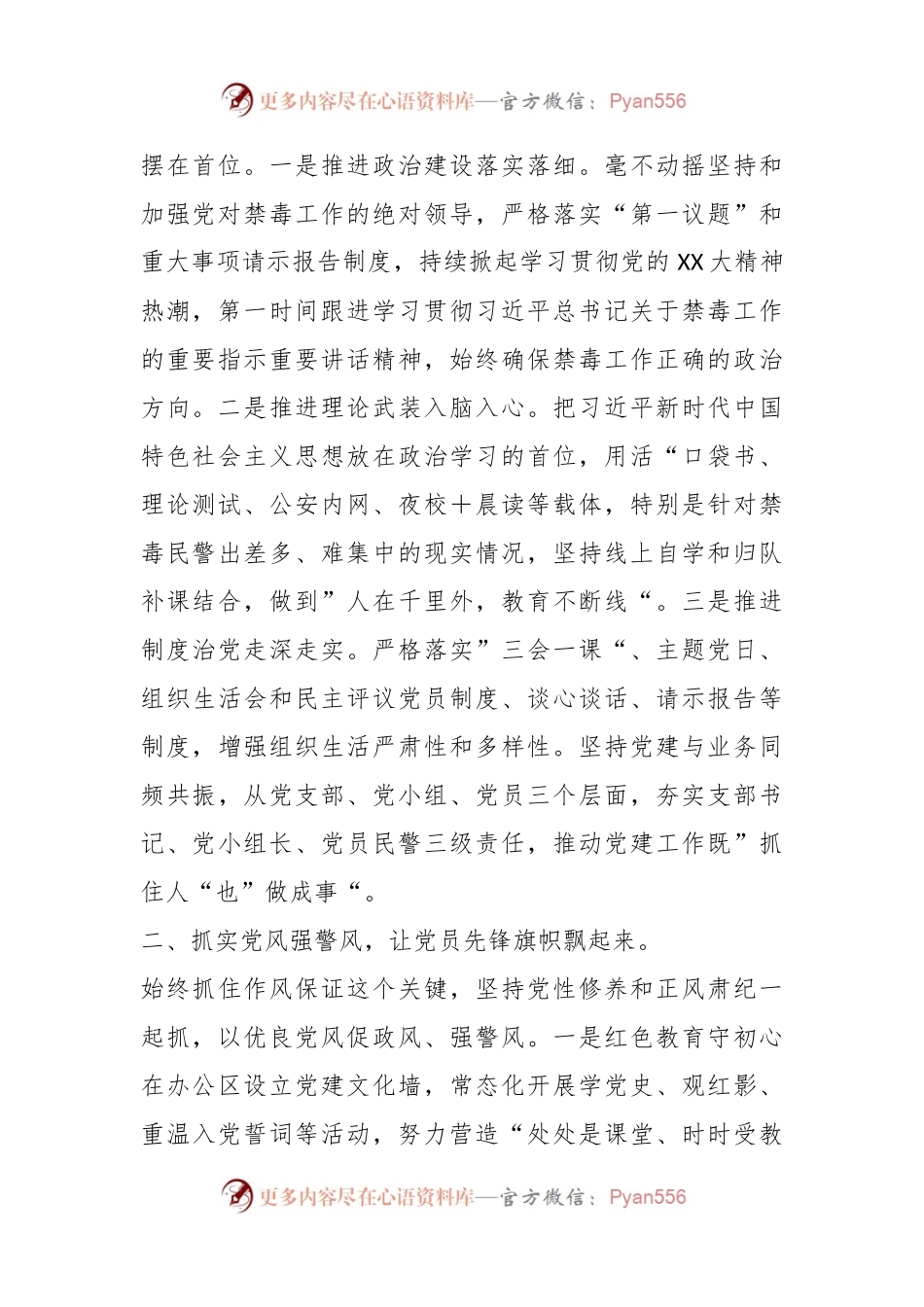 XX市公安局禁毒支队党支部书记党建工作交流发言材料.docx_第2页