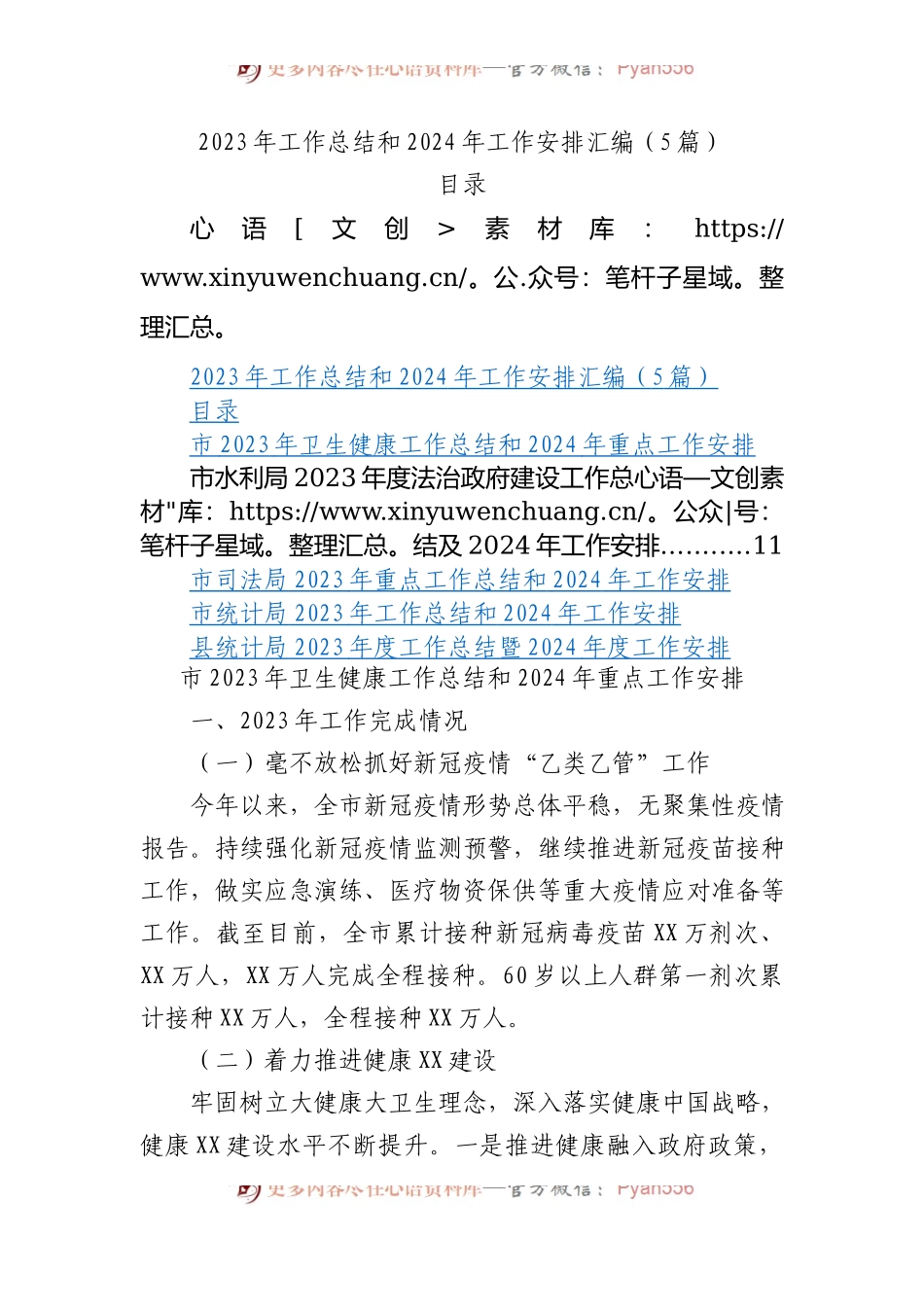2023年工作总结和2024年工作安排汇编（5篇）.docx_第1页